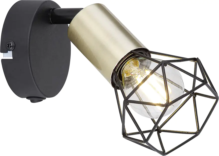 Globo 1er Spot Xara l schwarz-messing 13,5 x 8 cm E14, max.40 W Globo 1er Spot Xara l schwarz-messing 13,5 x 8 cm E14, max.40 W