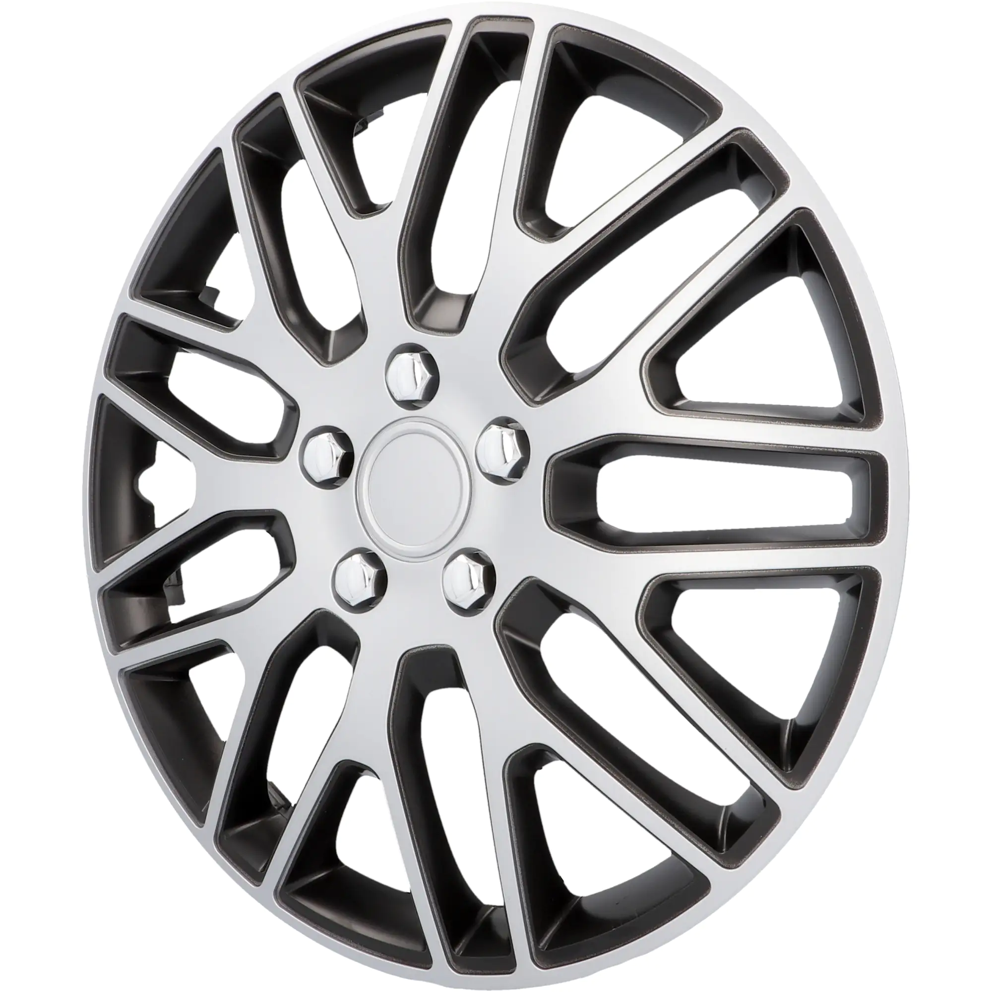 Cartrend Radzierblende Branch 35 cm (14 Zoll) silber schwarz 4 stück