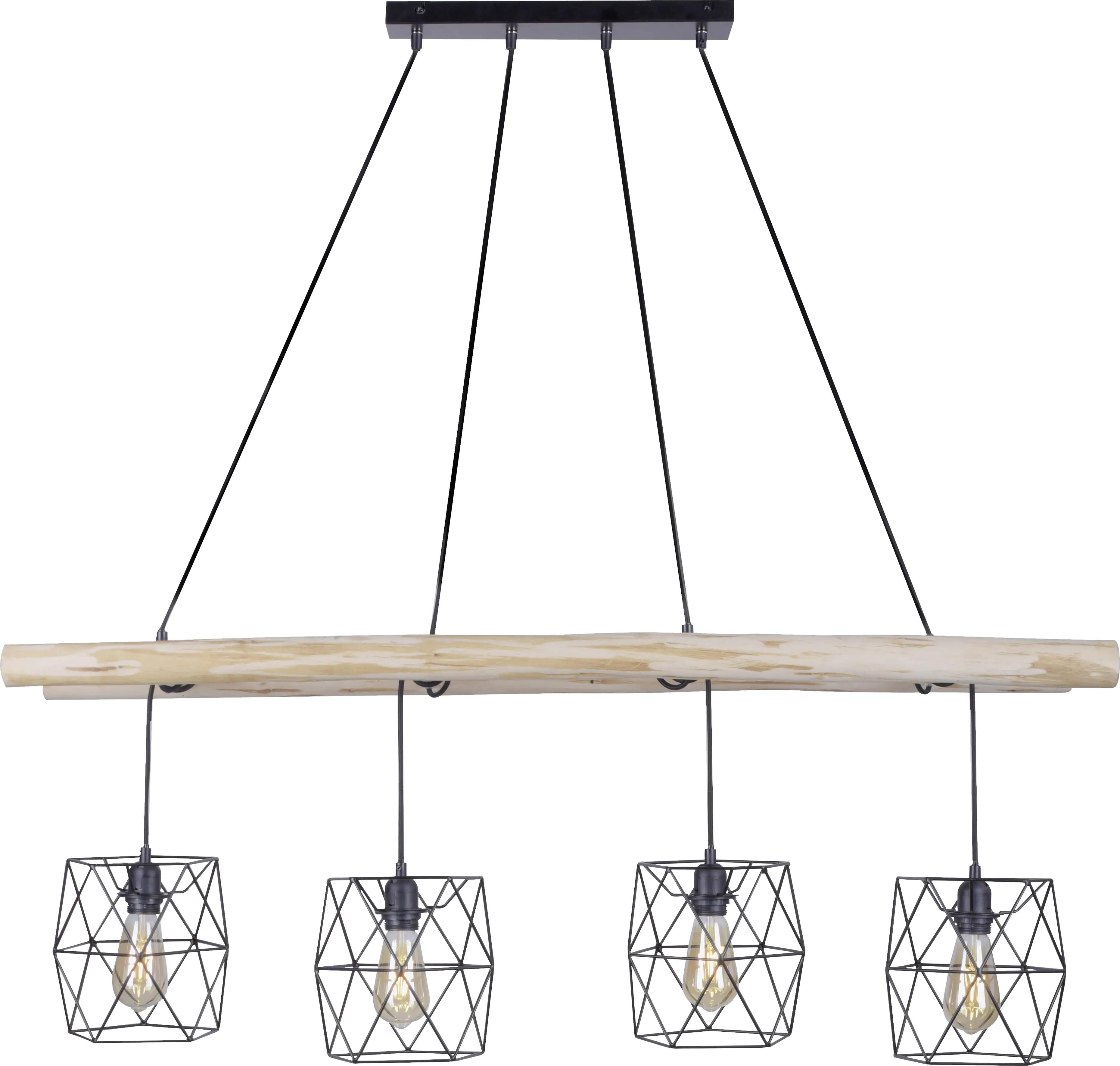 JustLight 4er Pendelleuchte Edgar schwarz-holz 120 x 30 cm E27 60 W