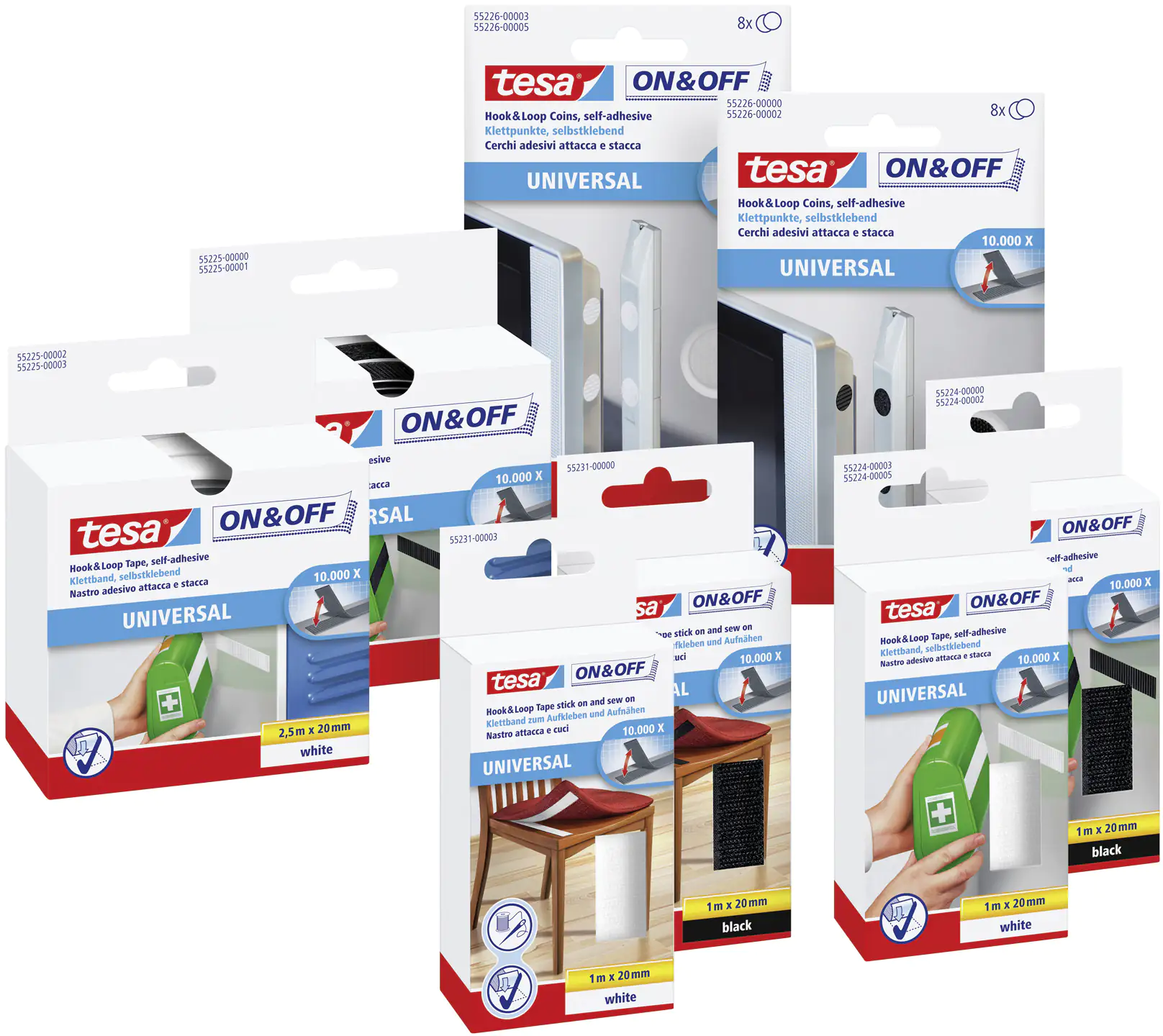 tesa Klettband On & Off 2,5 m x 20 mm, weiß tesa Klettband On & Off 2,5 m x 20 mm, weiß