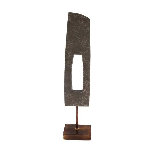 Statue Albasia-Holz antik grau 14 x 8 x 58 cm