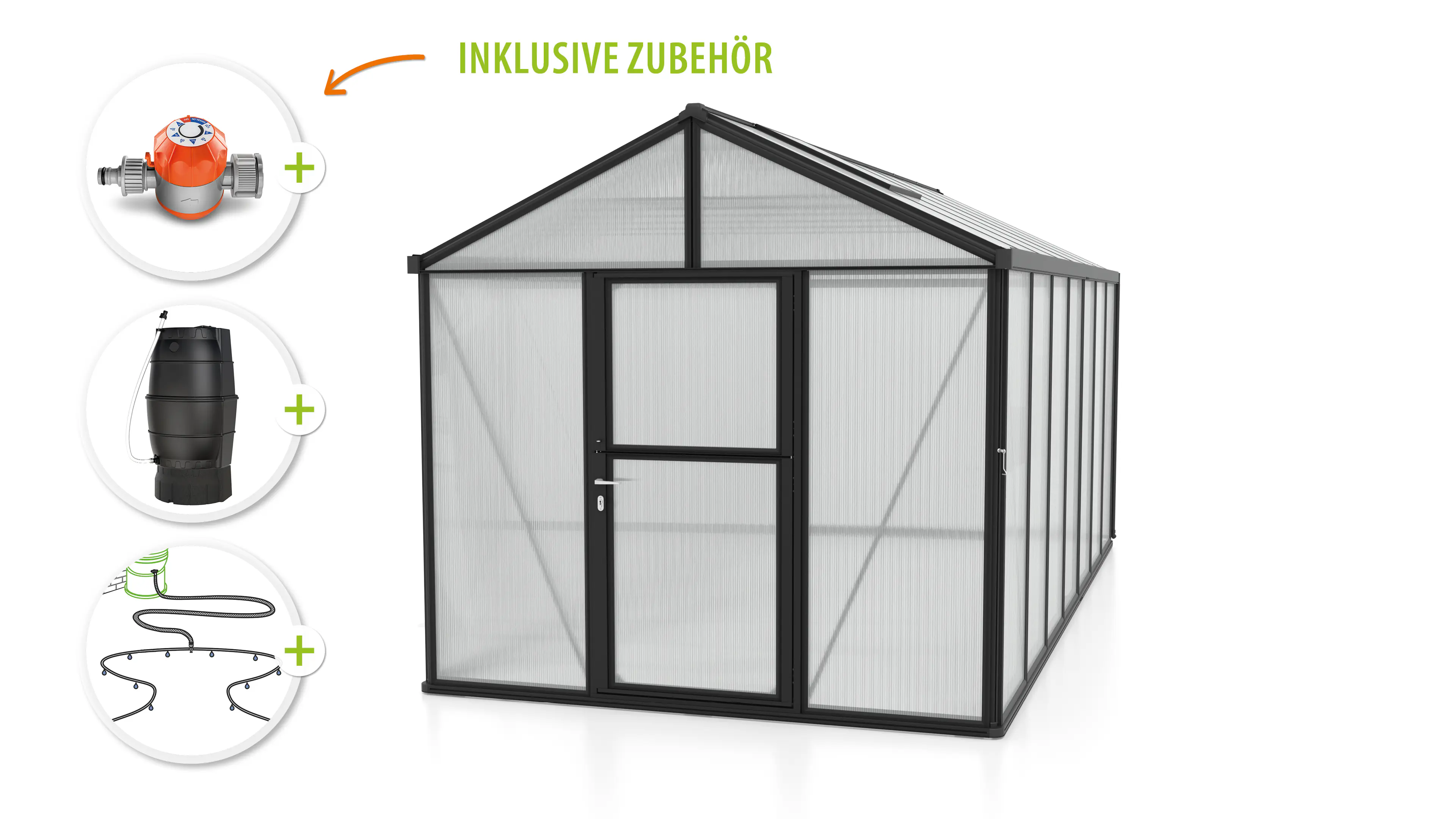 Vitavia Gewächshaus-Set Zeus 13800 HKP 10 mm schwarz 266 x 547 cm 