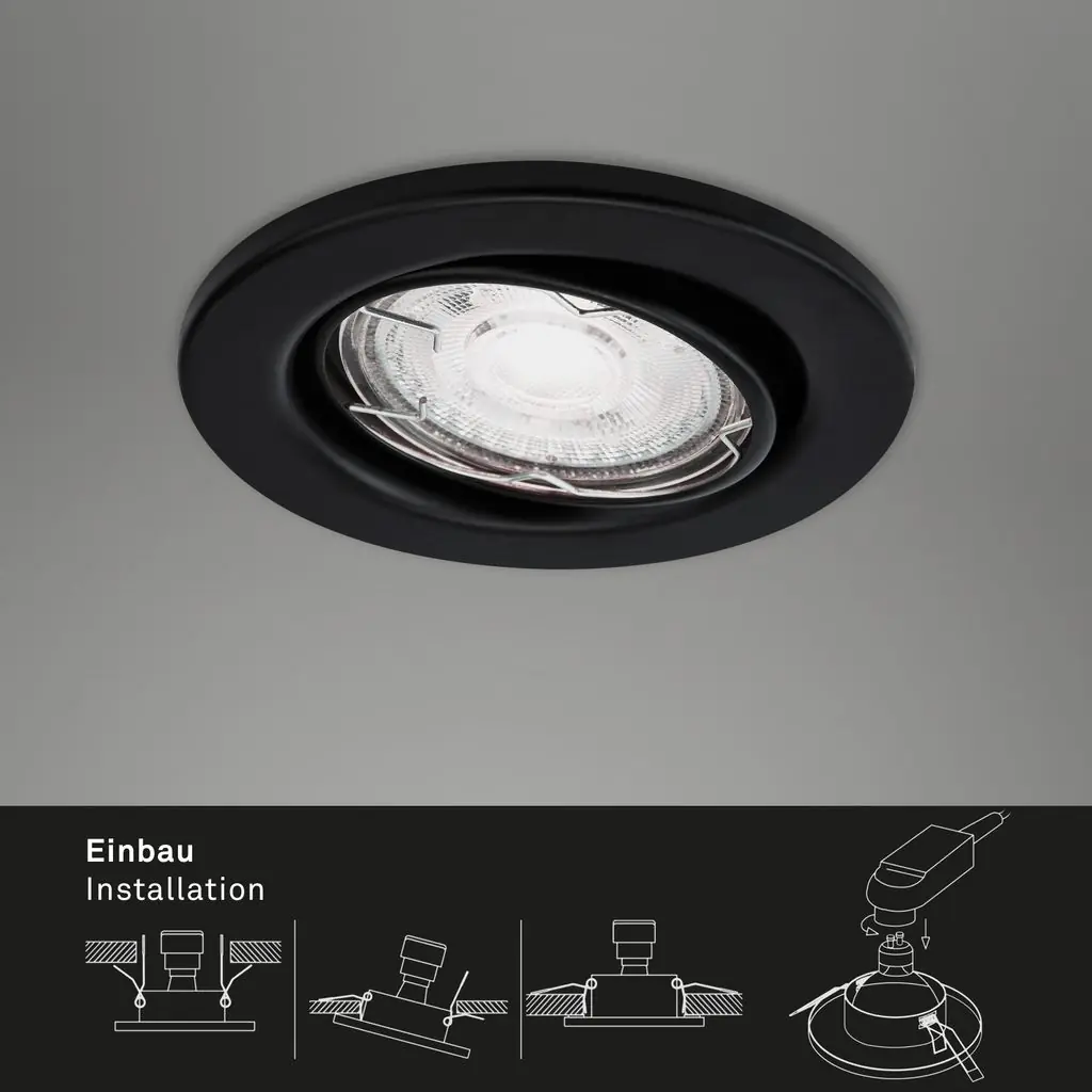 Di-Ka LED Einbauleuchte Sten 3er Set schwarz-matt Ø 8,5 cm GU10 5 W