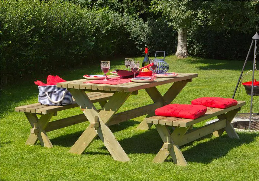 Plus Nostalgie Sitzgarnitur 1 Tisch & 2 Bänke