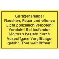 Hinweisschild Garage