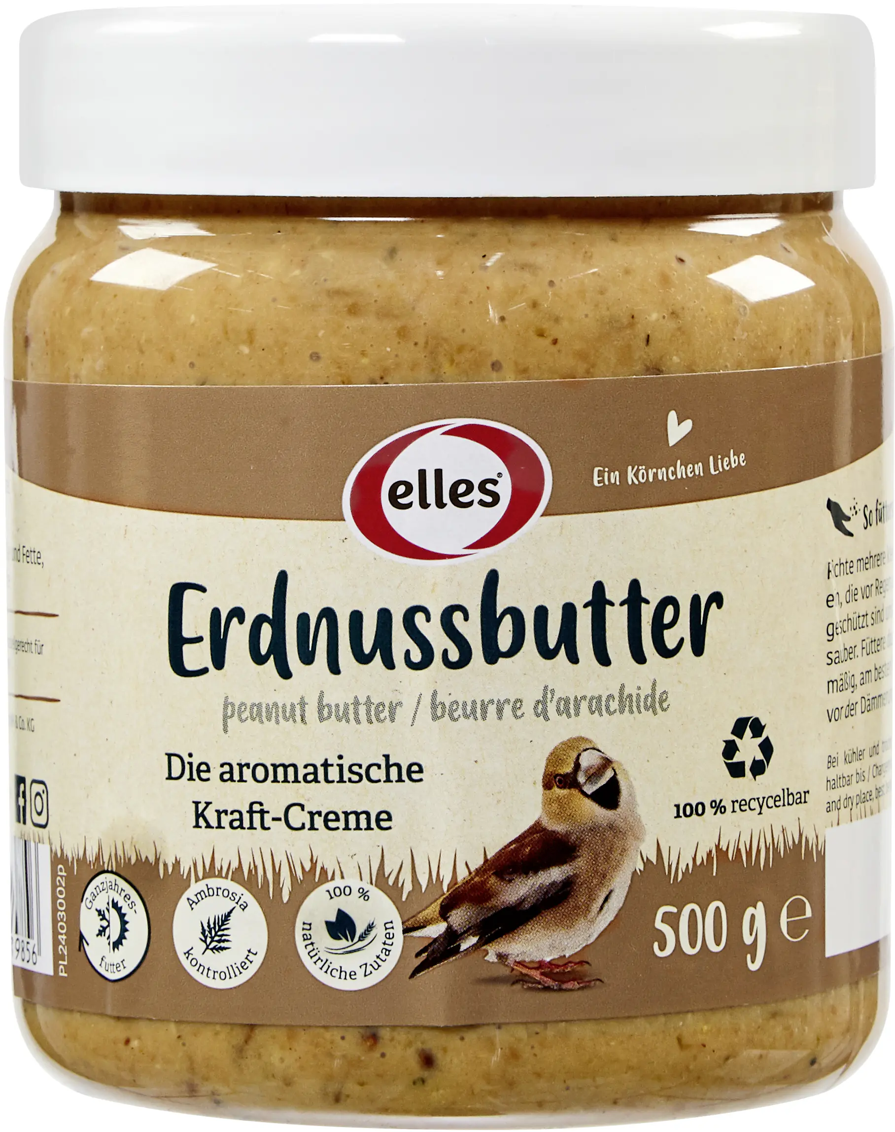 Elles Wildvogelfutter Erdnussbutter 500 g