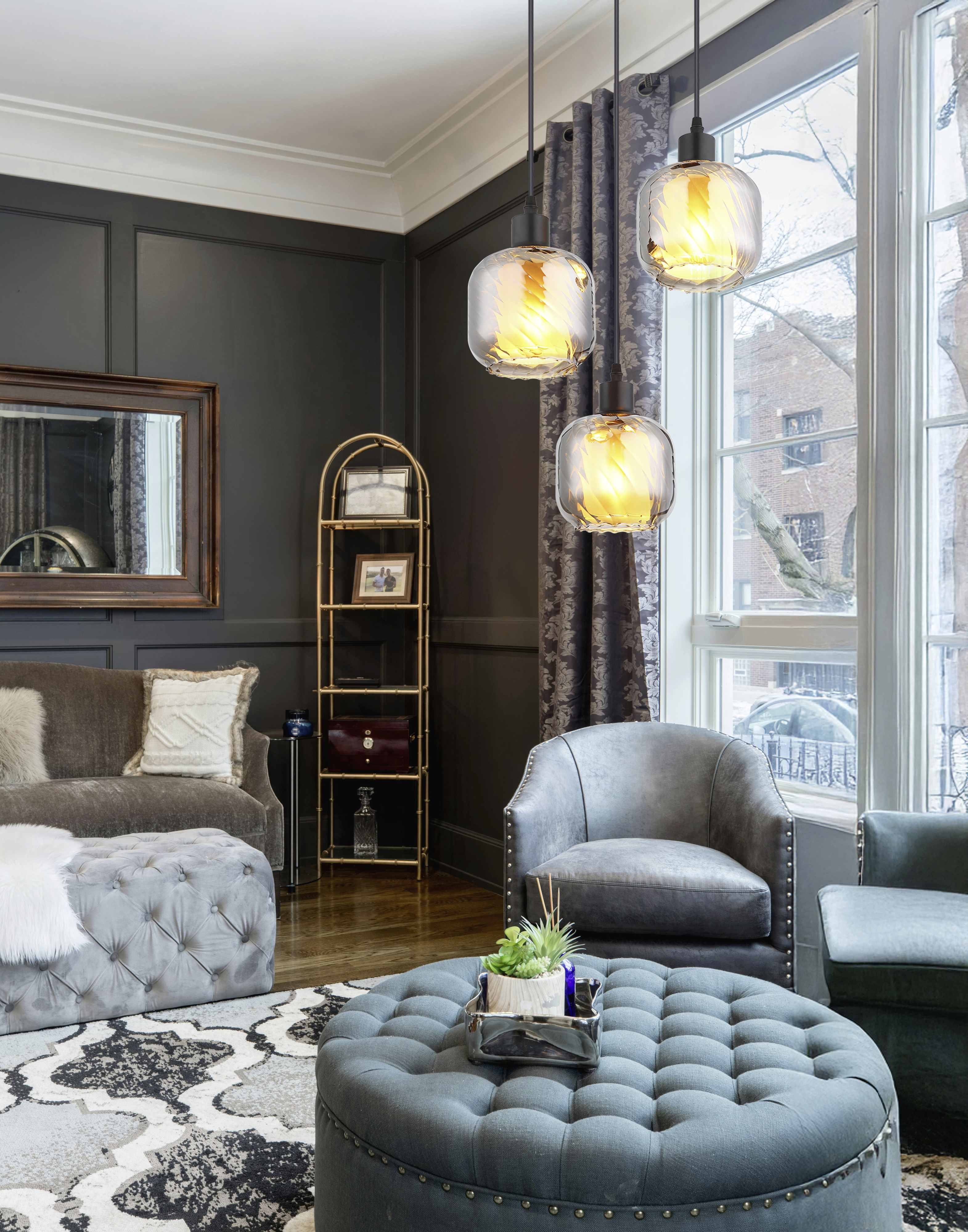 Globo Hängeleuchte Xia Ø 35 x 120 cm schwarz matt