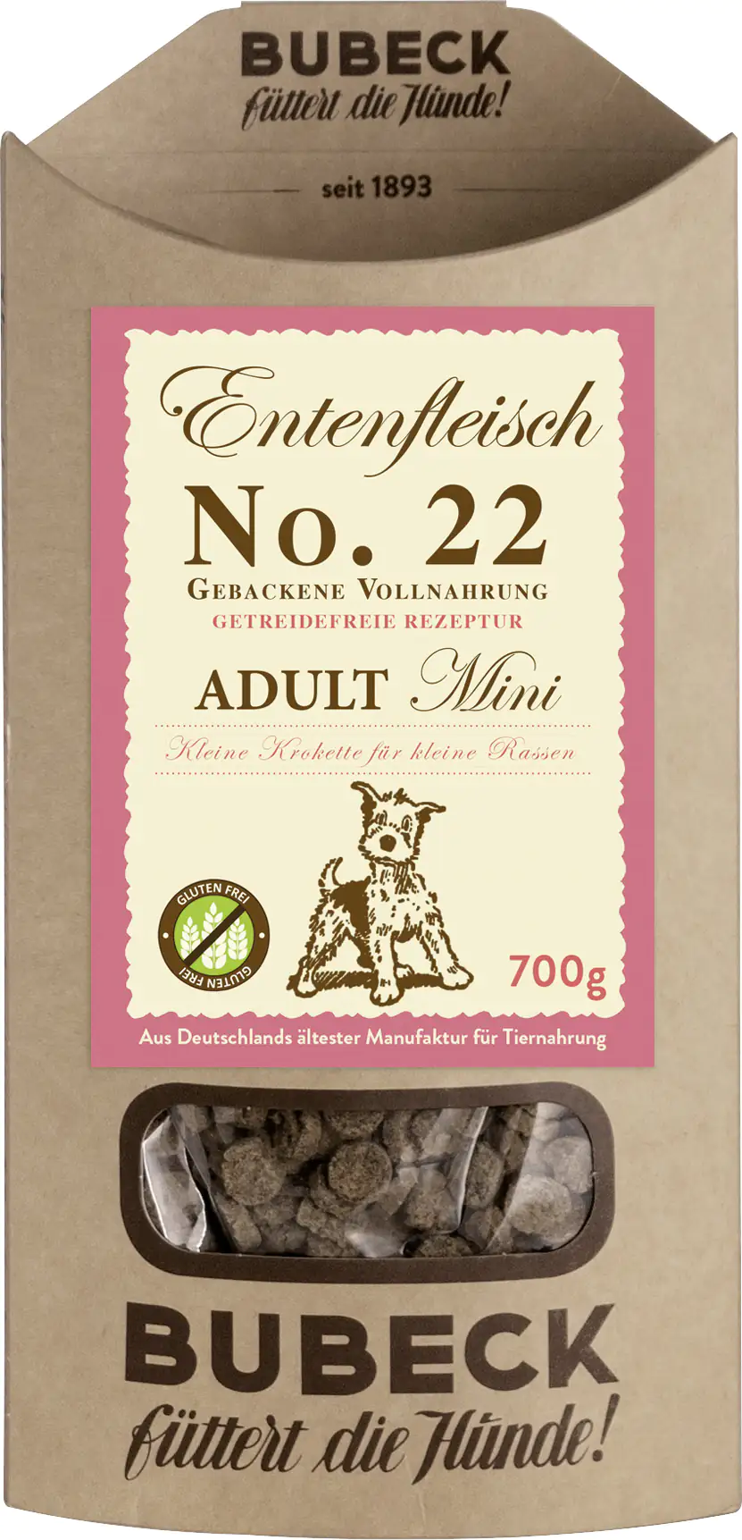 Bubeck No 22 Mini Ente Adult gebackenes Hundefutter 700 g