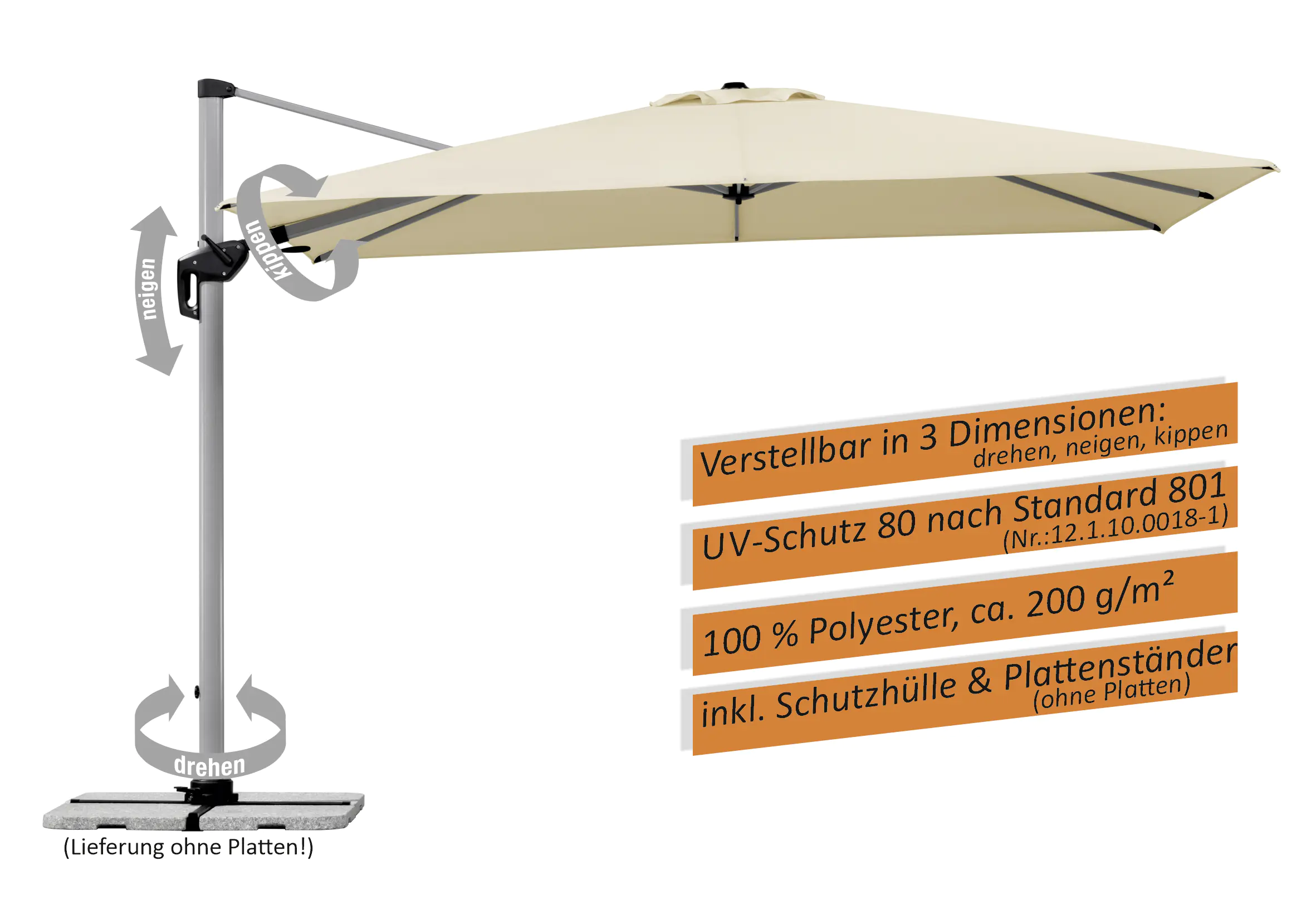 Schneider Ampelschirm Bermuda natur 260 x 350 cm Schneider Ampelschirm Bermuda natur 260 x 350 cm