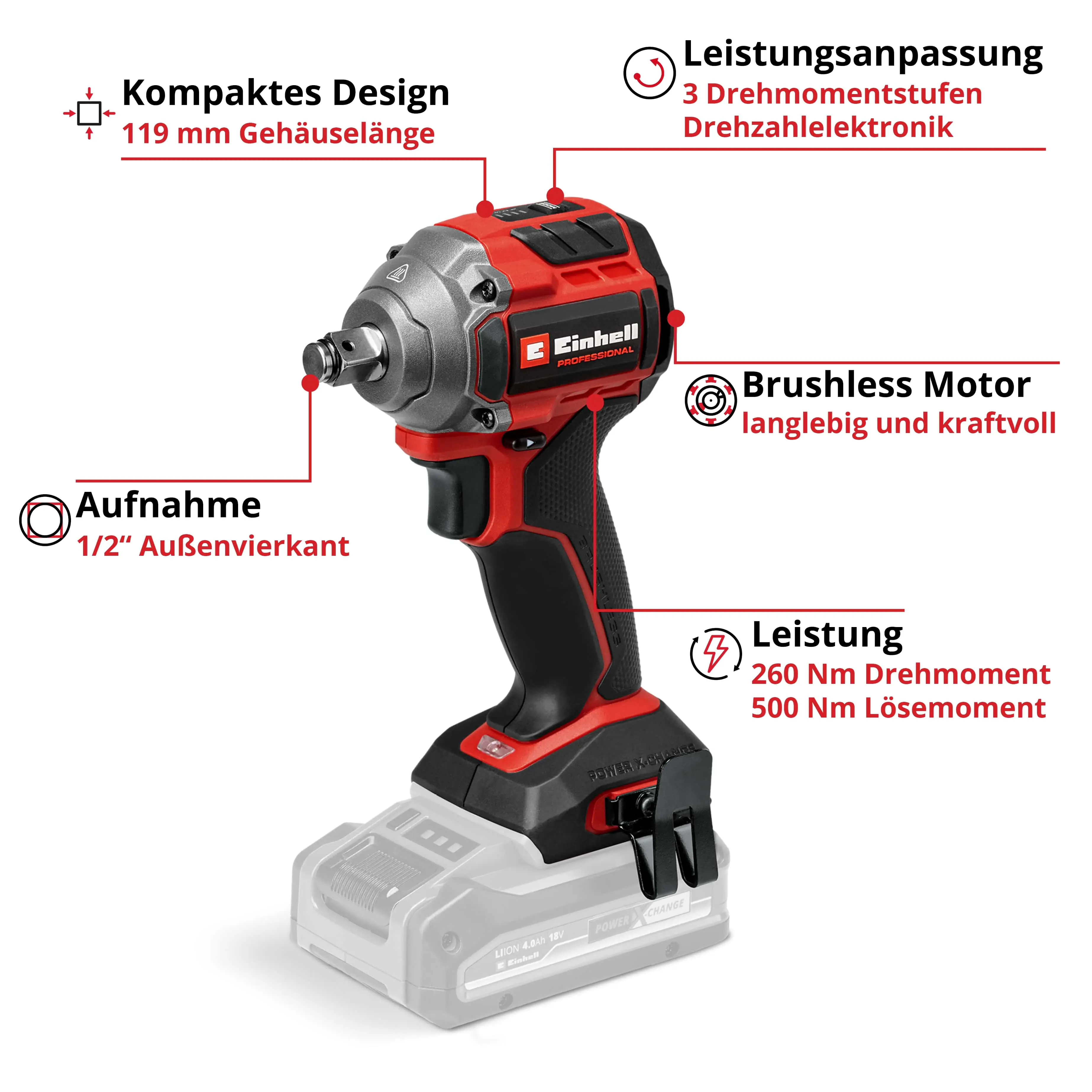 Einhell Professional Akku-Schlagschrauber TP-CW 18/260-C Li BL Solo Einhell Professional Akku-Schlagschrauber TP-CW 18/260-C Li BL Solo
