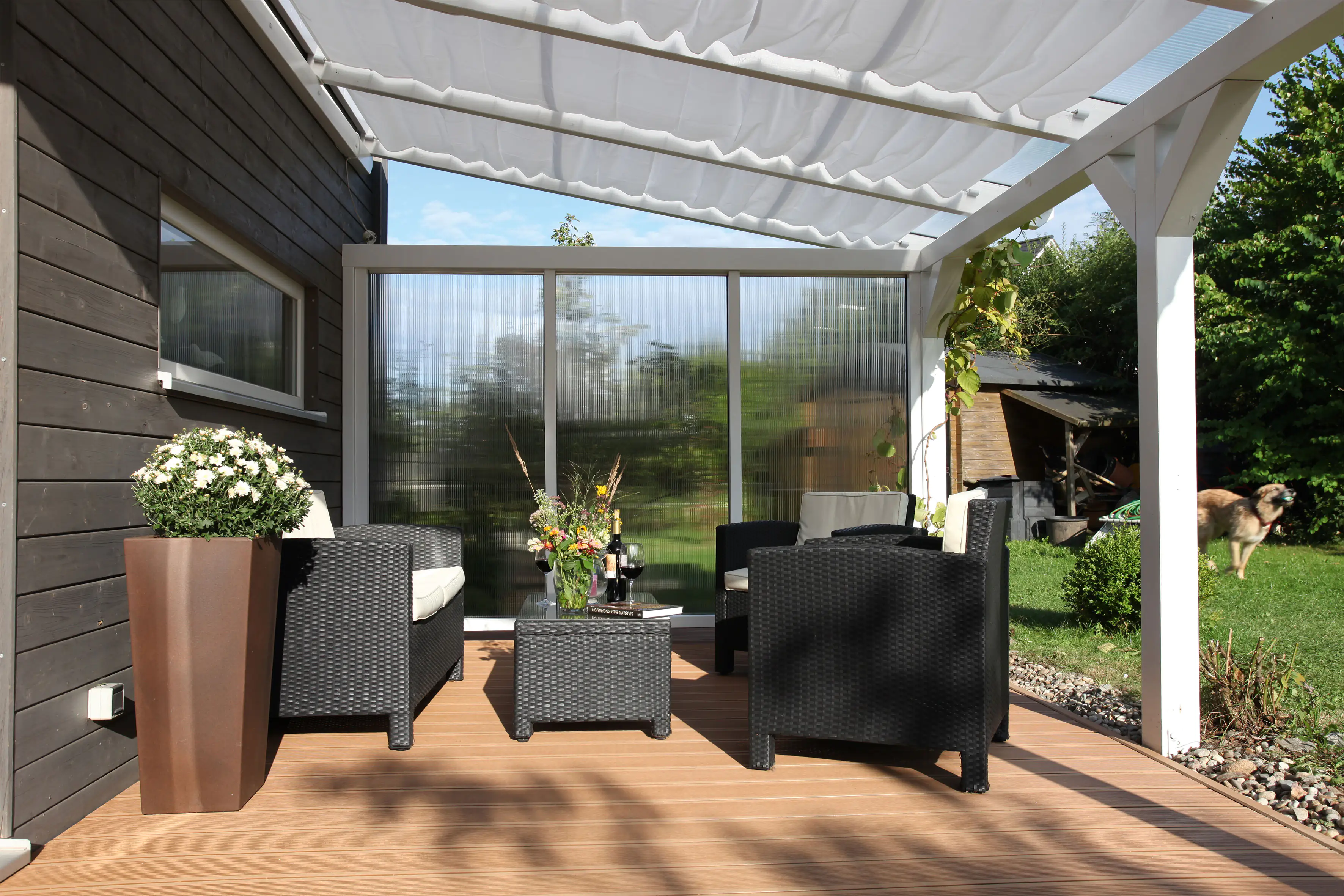 SKAN HOLZ Seitenwand m. Polycarbonatplatten 255 x 200 cm, Fichte