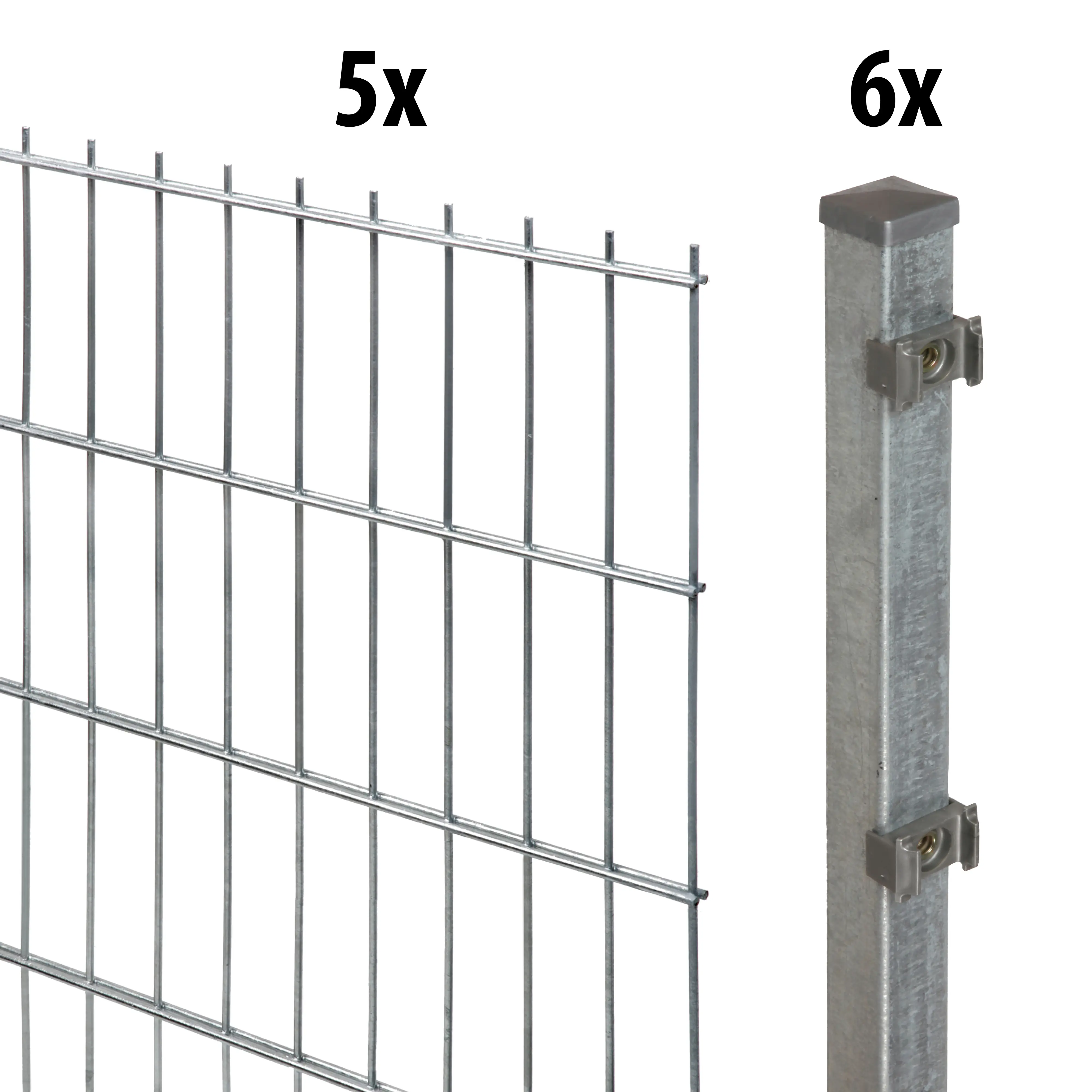 Floraworld Doppelstabmatten-Zaun Set 10 m 201 x 123 cm inkl. 6 Pfosten 170 cm feuerverzinkt