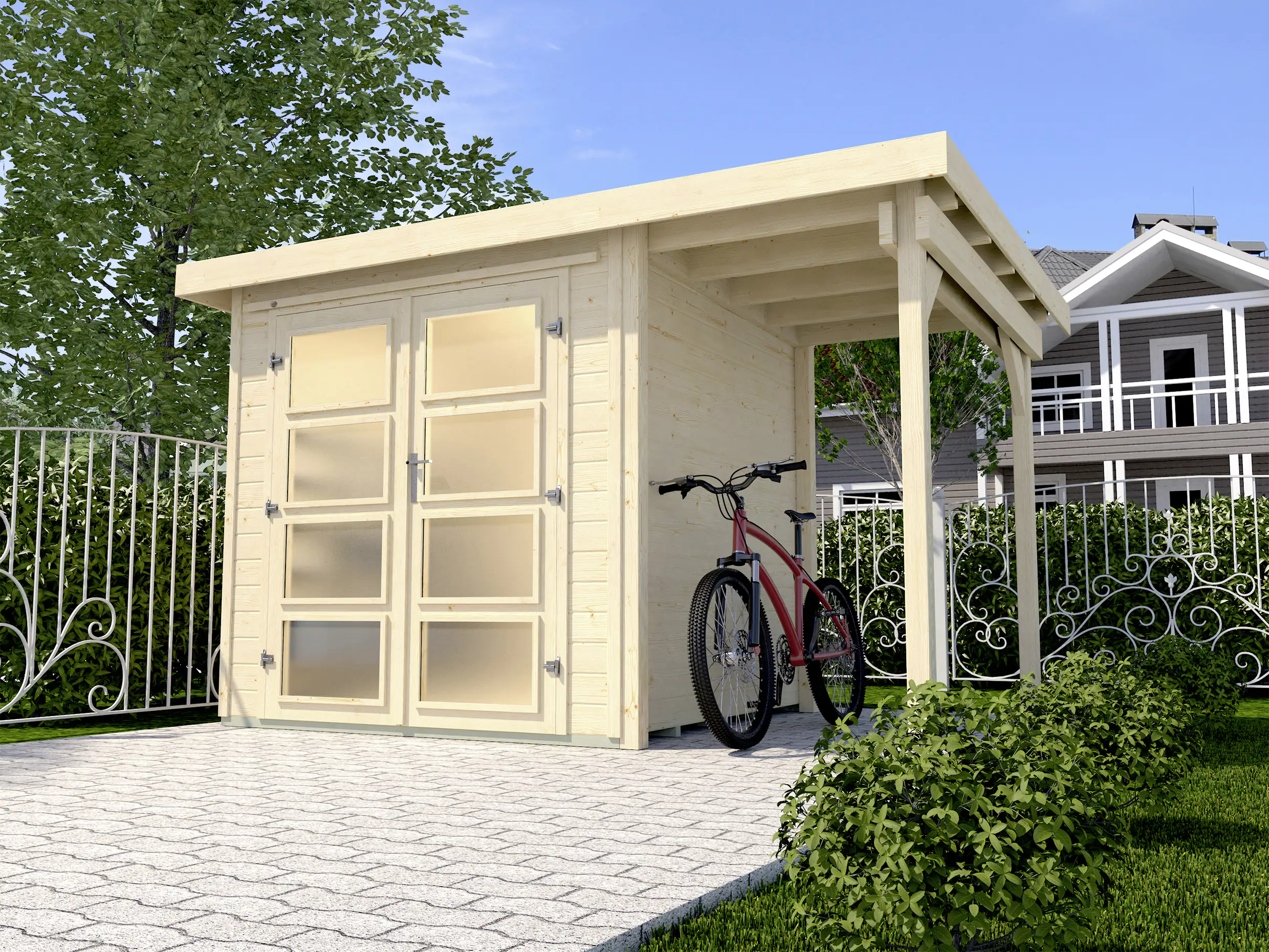 Weka Gartenhaus Arvid A 414 x 250 cm natur mit Fußboden