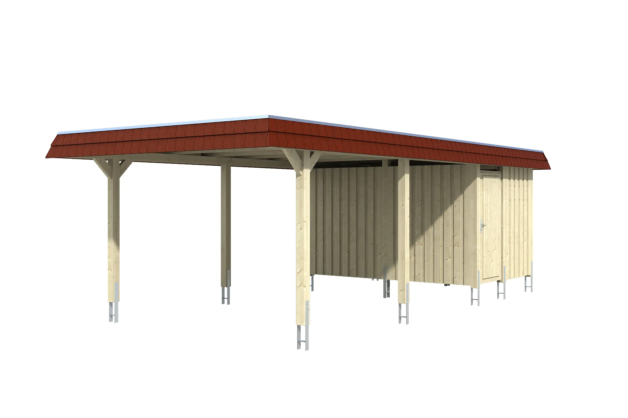 SKAN HOLZ Carport Wendland mit Abstellraum 409 x 870 cm mit Aluminiumdach