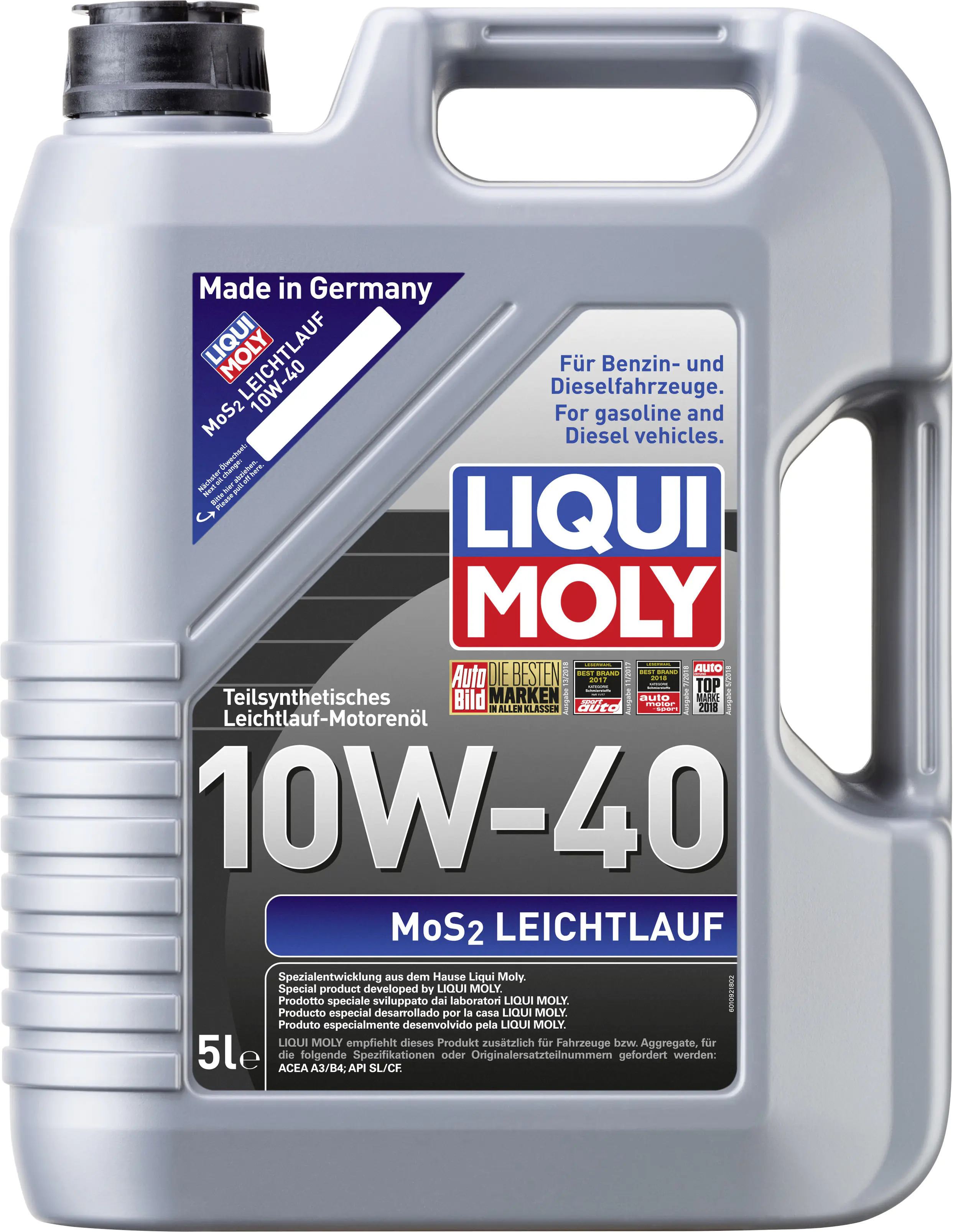 Liqui Moly Motoröl MoS2 Leichtlauf 10W-40 5 L