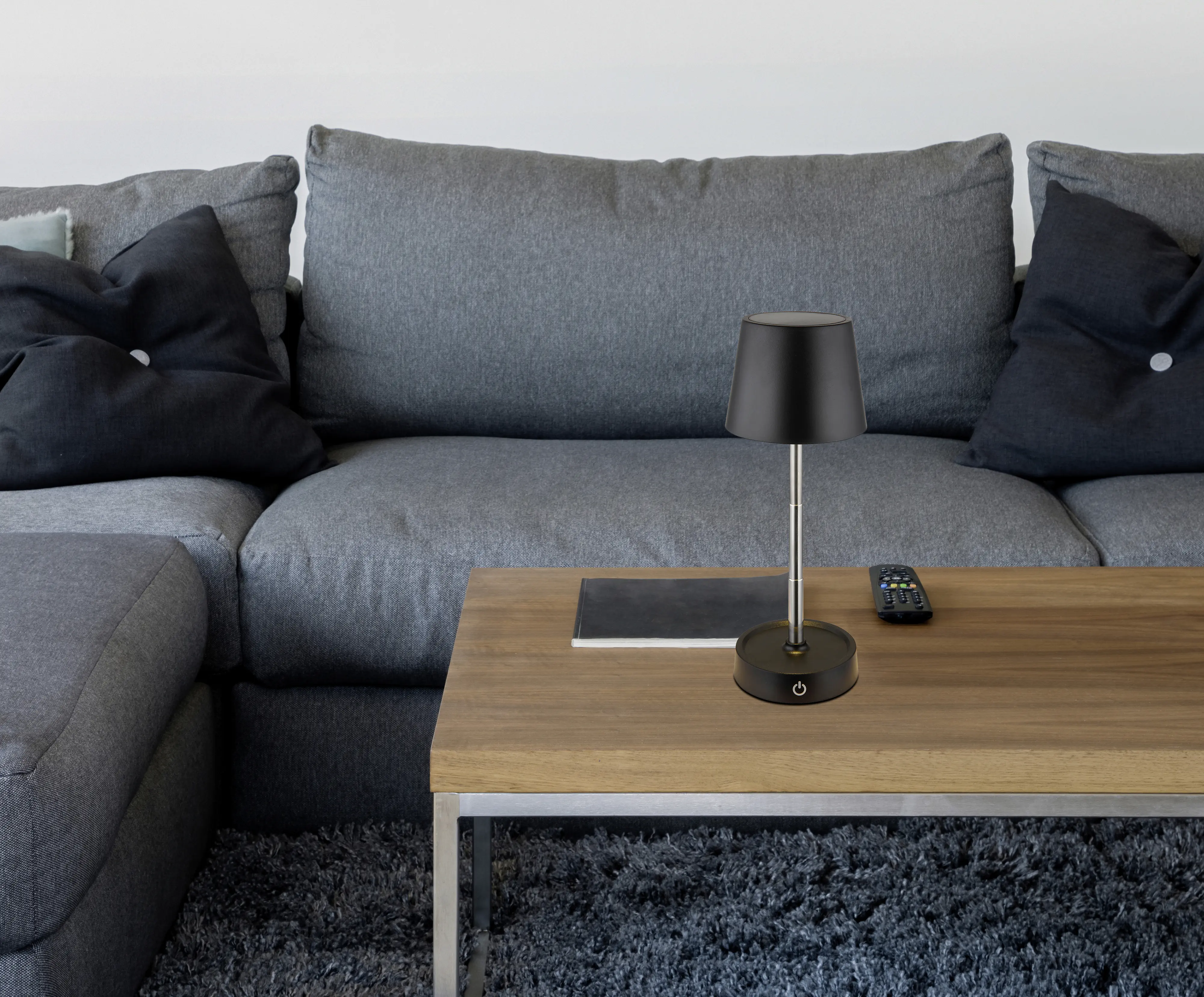 Globo Akku Tischleuchte Carlos schwarz 10,6 x 28 cm