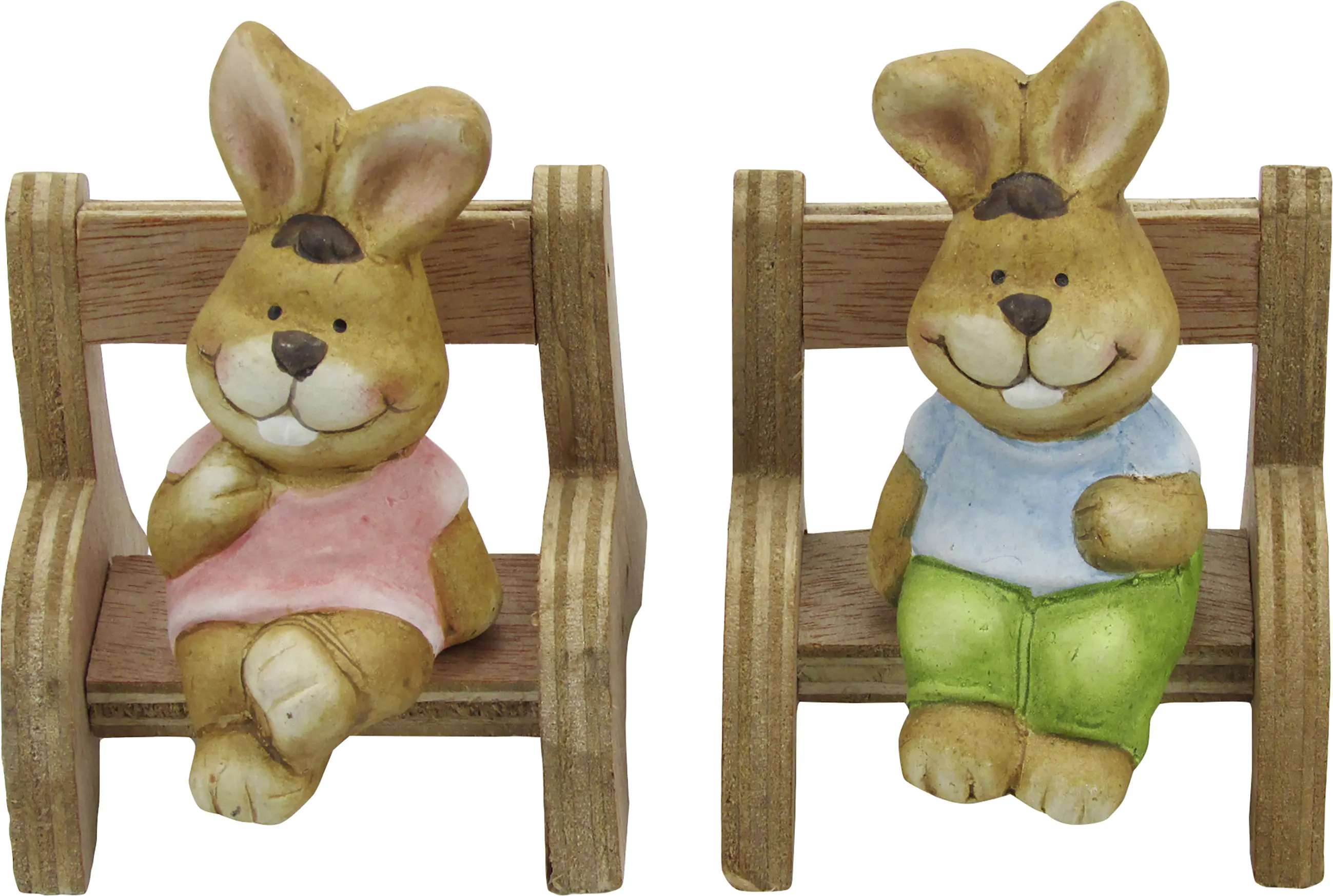 Dekoaufsteller Hase auf Bank Keramik 6,8 x 8,5 cm bunt