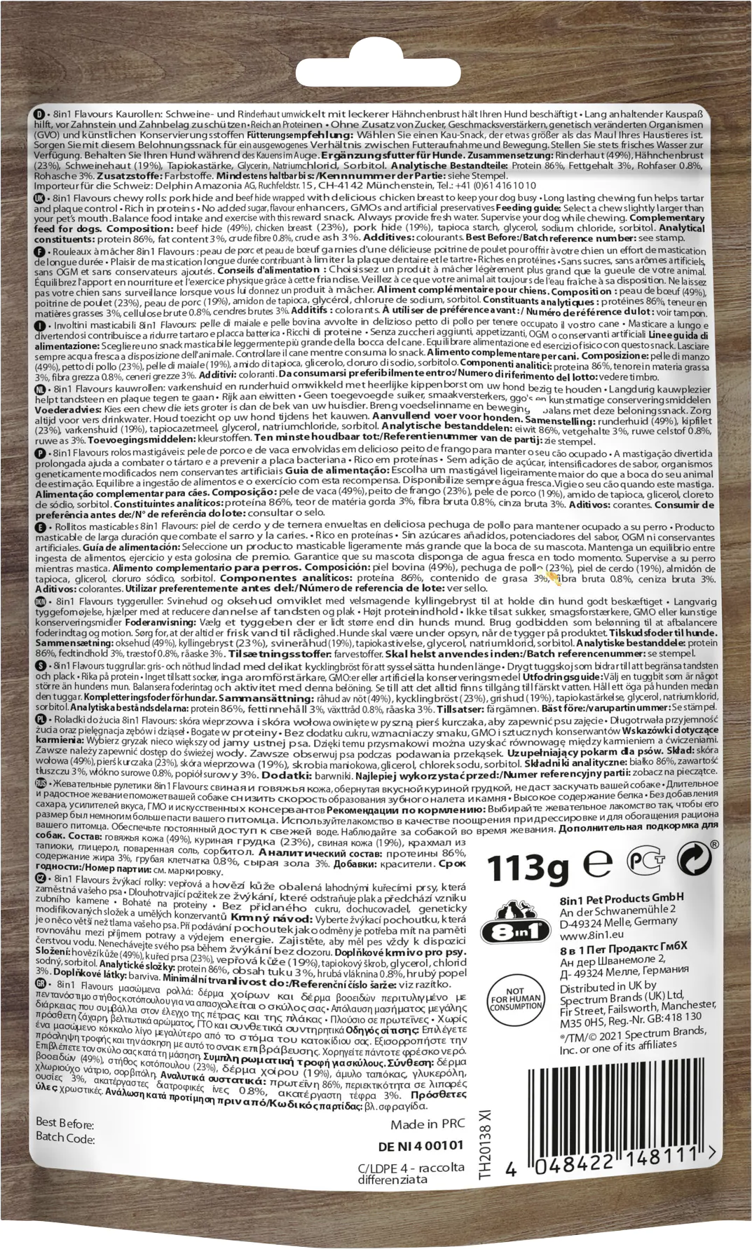 8in1 Flavours Kaustange Triple Flavour Rolls 113 g