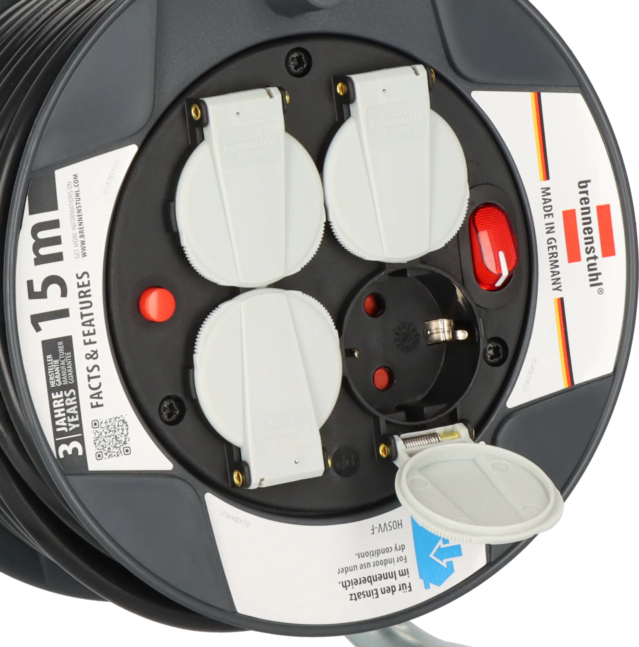 Brennenstuhl Kabeltrommel Garant 15 m 4 Steckdosen H05VV-F3G15