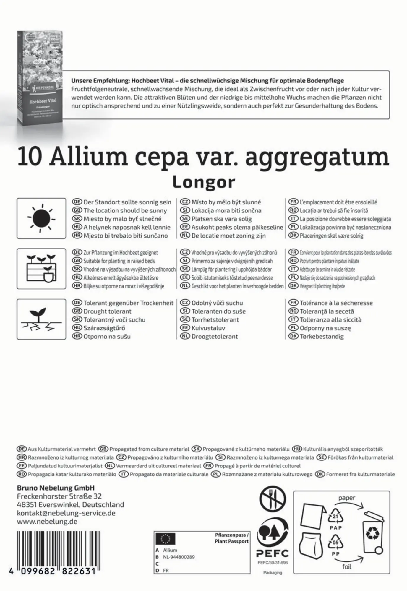 Kiepenkerl Profi-Line Steckzwiebel Französische Schalotte Longor Gr. 20/45, 10 Stück