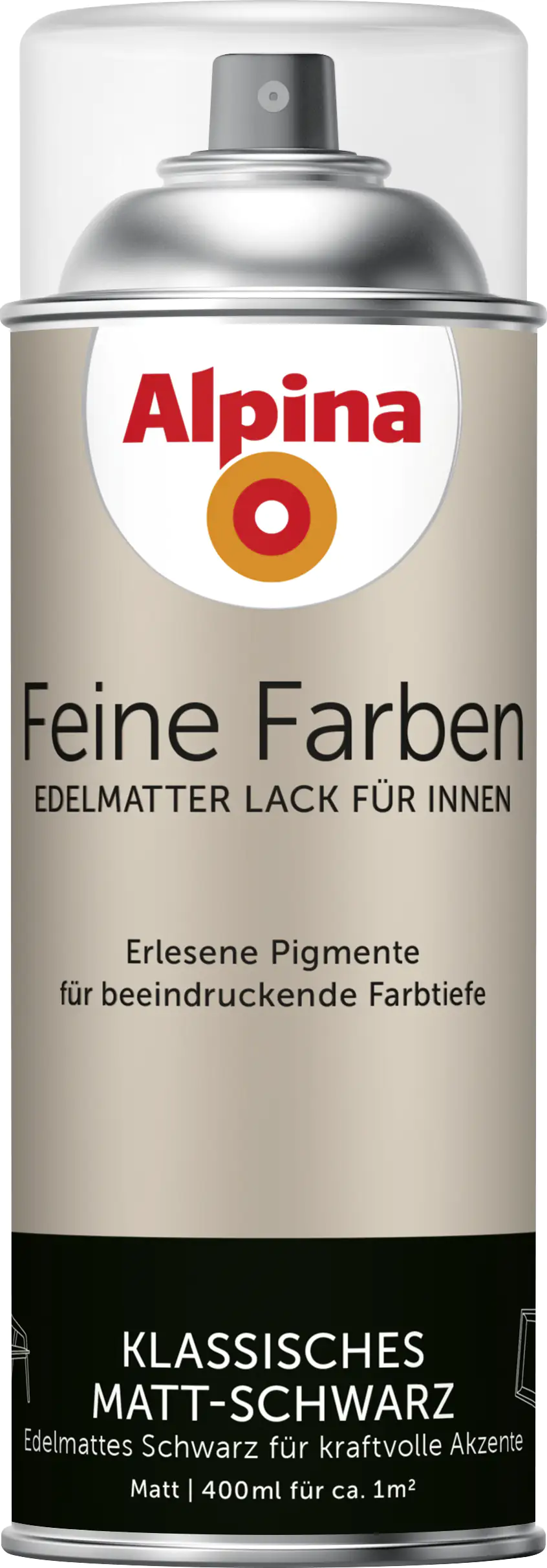Alpina Feine Farben Sprühlack Schwarz Matt 400 ml