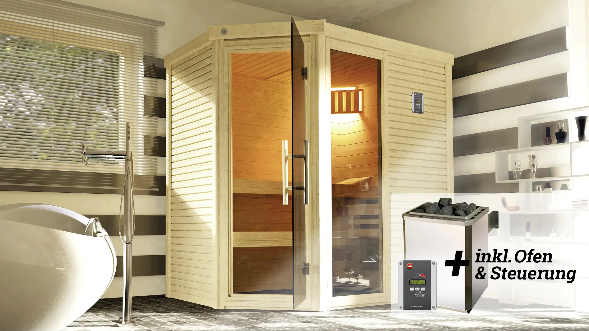 Weka Design-Sauna Cubilis Gr. 1 Sparset 7,5 kw OS