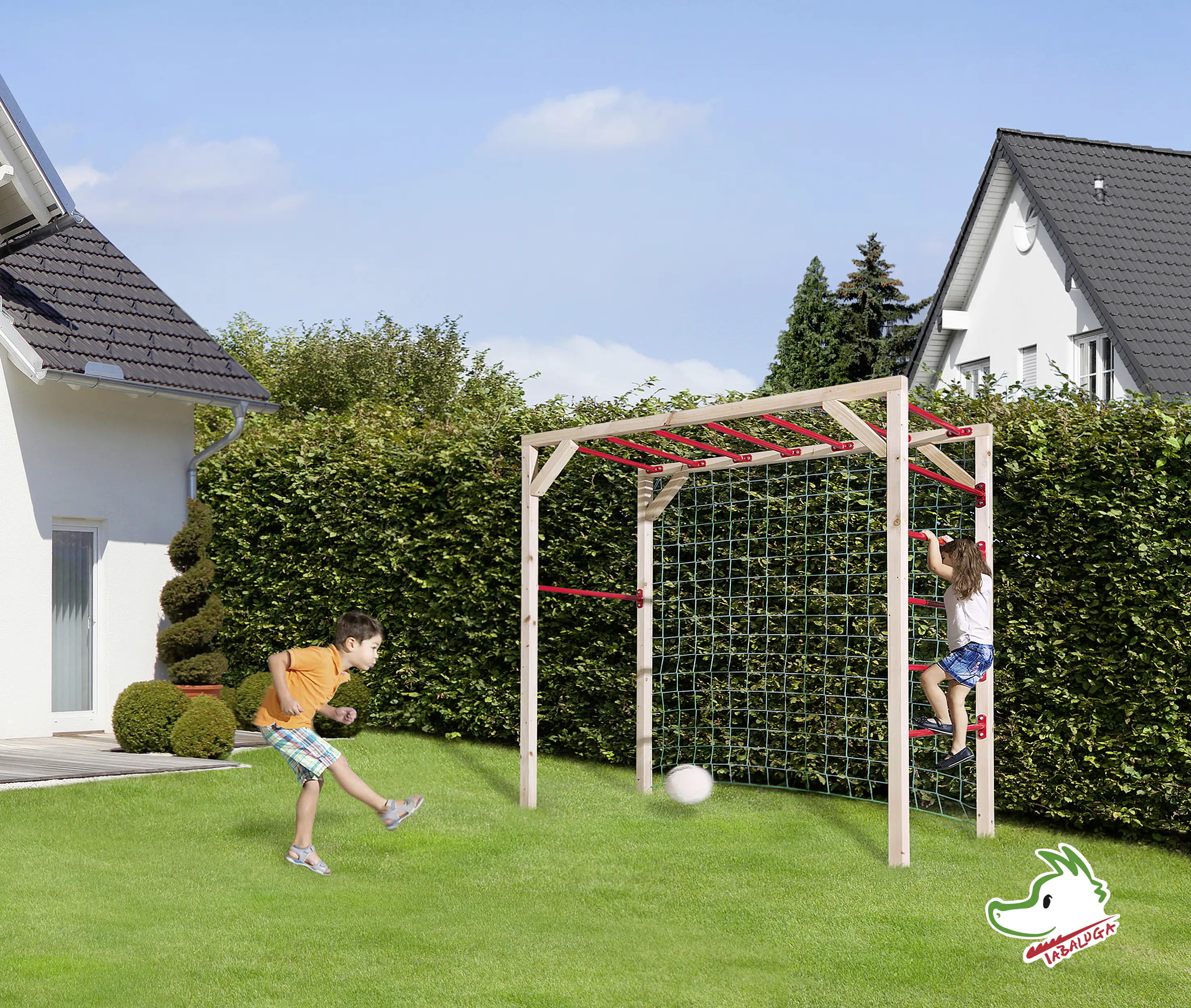 4004581473228 Weka Klettergerüst Tabaluga 210 x 103 cm mit Tornetz