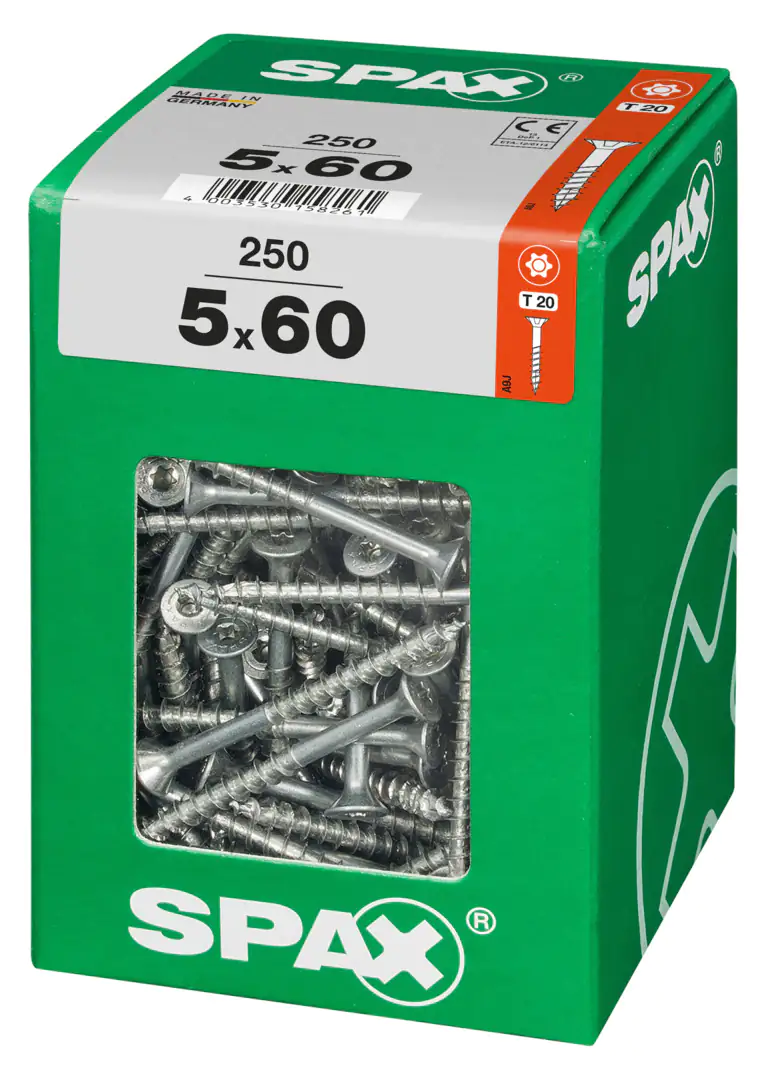 Spax Universalschrauben 5.0 x 60 mm TX 20 Senkkopf - 250 Stk. Spax Universalschrauben 5.0 x 60 mm TX 20 Senkkopf - 250 Stk.