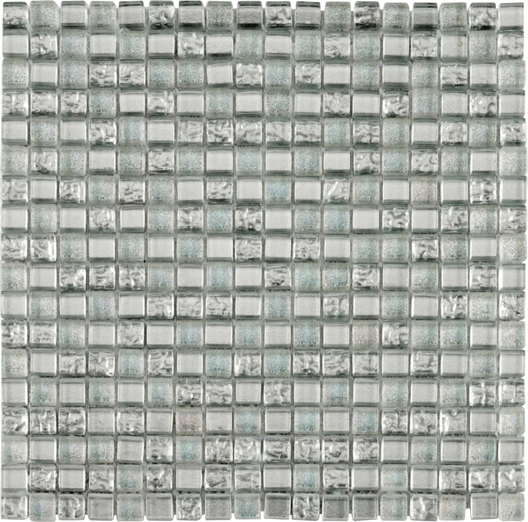 Mosaikfliese Glas Diamant 30 x 30 cm silber Steinmaß: ca. 1,5 x 1,5 cm Mosaikfliese Glas Diamant 30 x 30 cm silber Steinmaß: ca. 1,5 x 1,5 cm