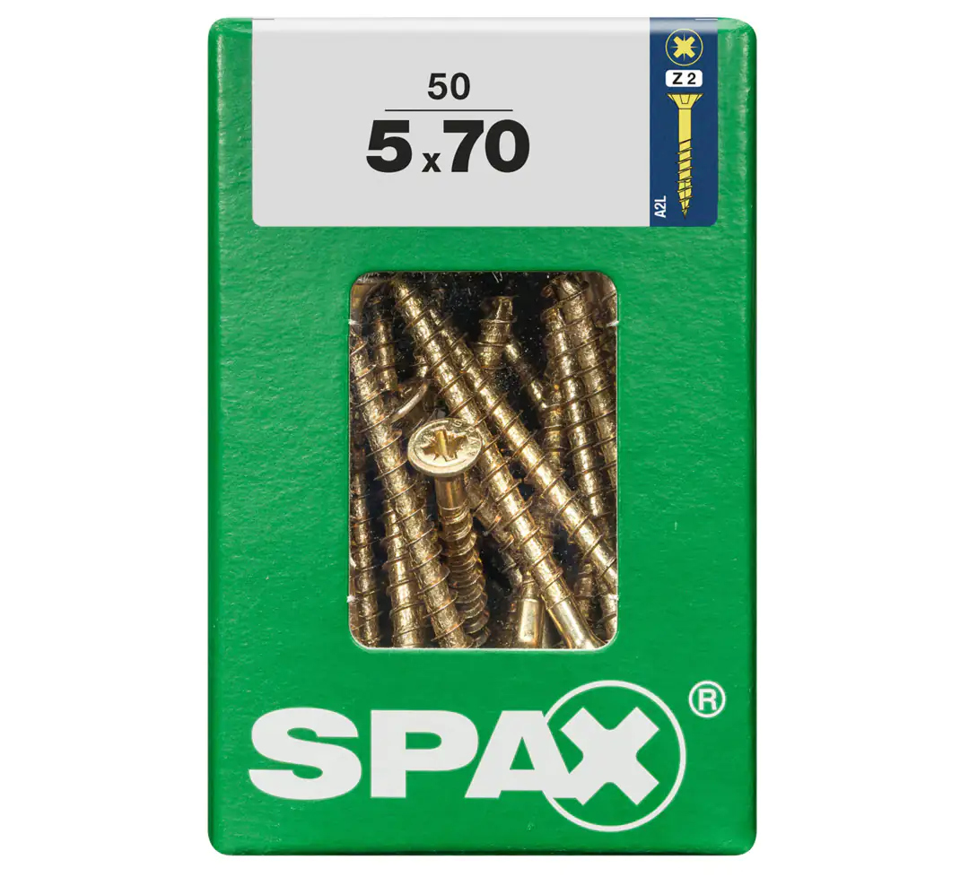 Spax Universalschrauben 5.0 x 70 mm PZ 2 - 50 Stk. Spax Universalschrauben 5.0 x 70 mm PZ 2 - 50 Stk.