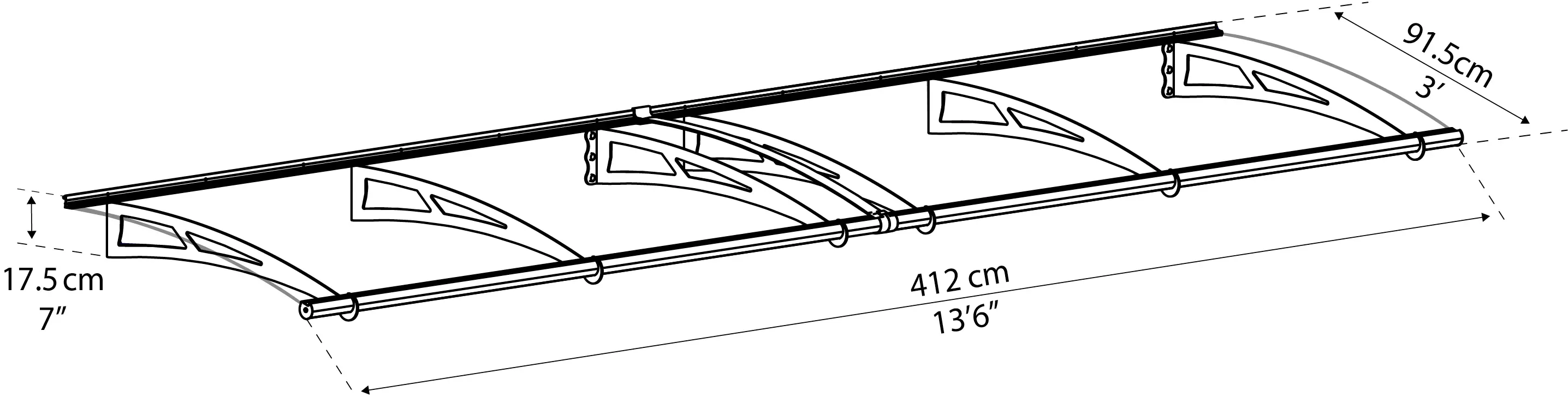 Canopia Vordach Aquila  412 x 91,5 cm anthrazit