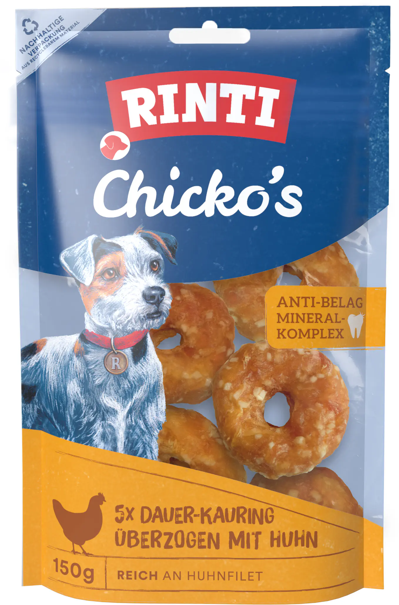 Rinti Chicko Hundesnack Kauring mit Huhn klein 5 x 30 g Beutel