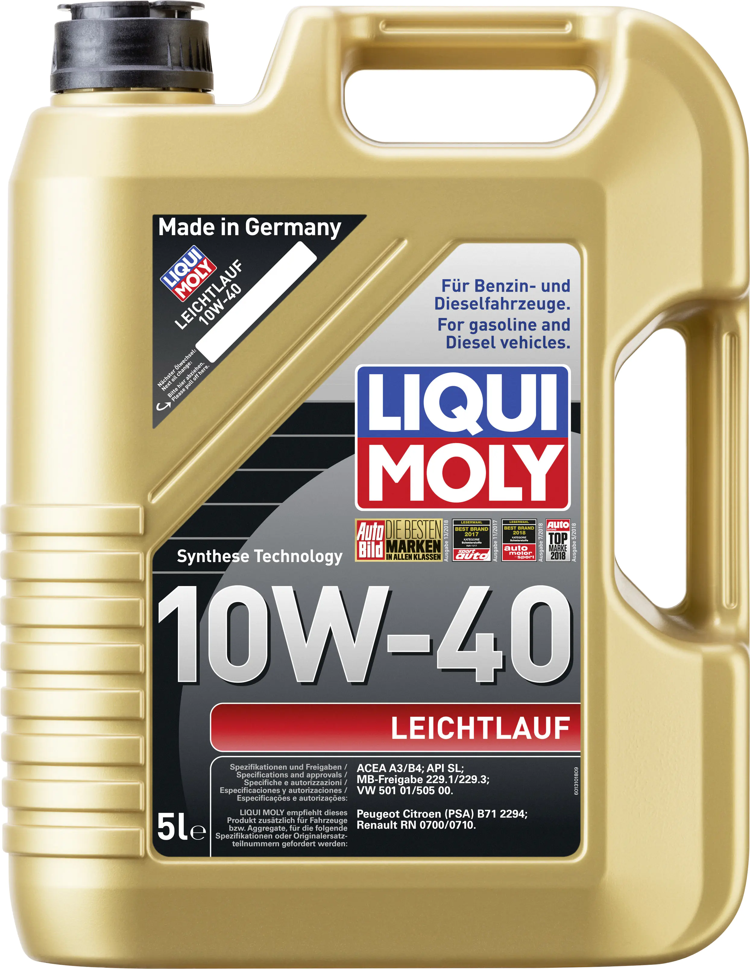 Liqui Moly Motoröl Leichtlauf 10W-40 5 L Liqui Moly Motoröl Leichtlauf 10W-40 5 L