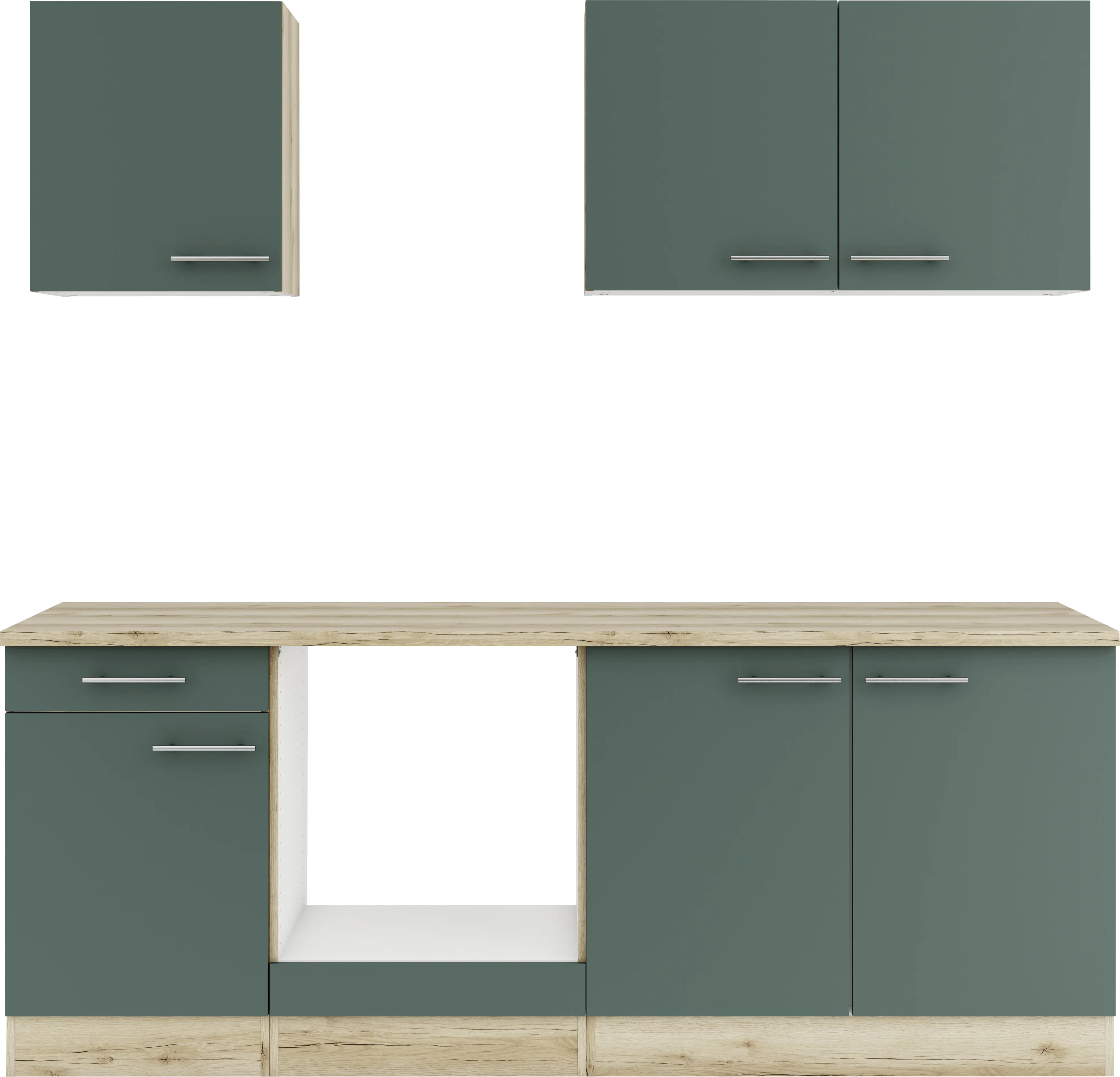 Optifit Küchenblock Savona 405 ohne Geräte Steingrün 210 cm 