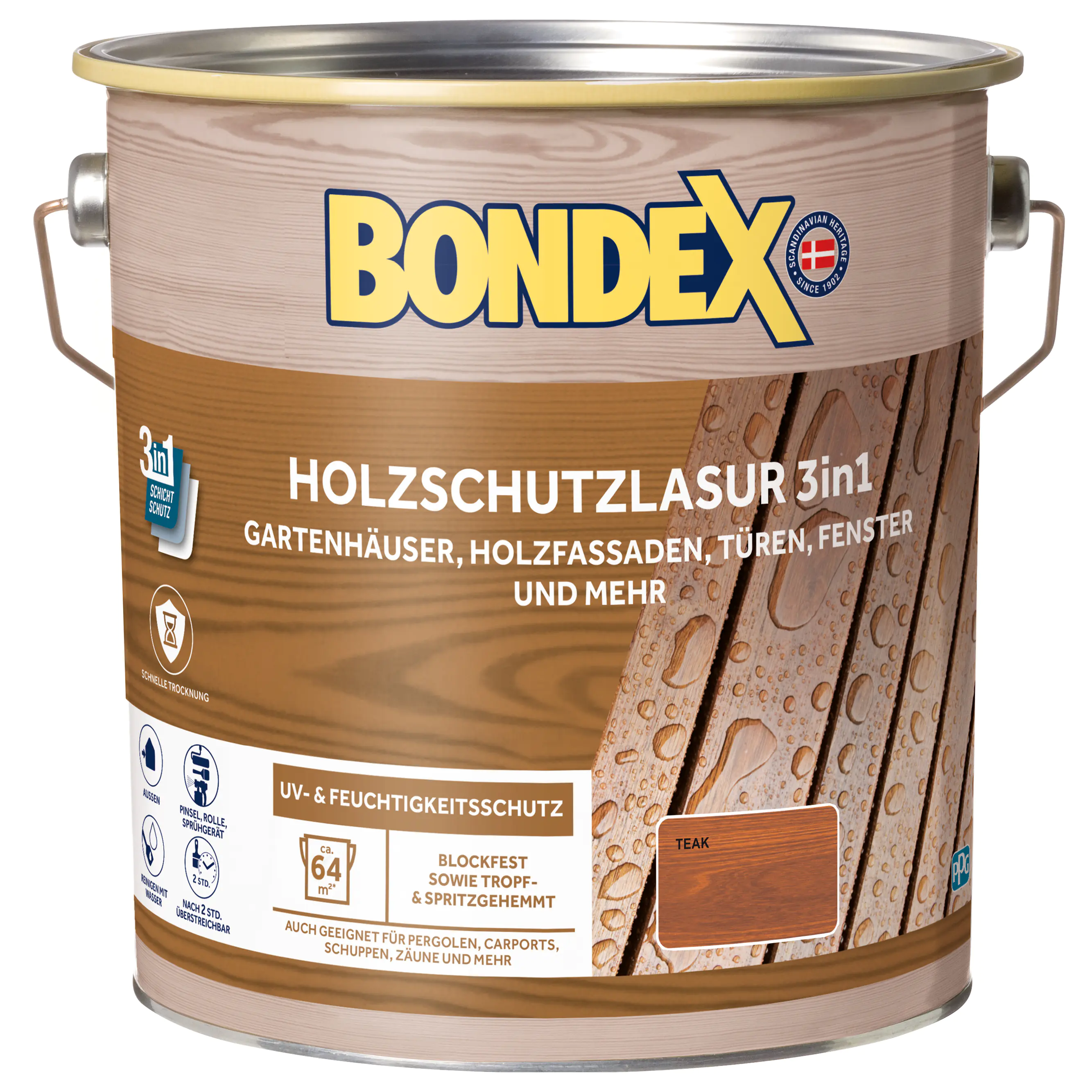 Bondex Holzschutzlasur 3in1 4 L teak Bondex Holzschutzlasur 3in1 4 L teak