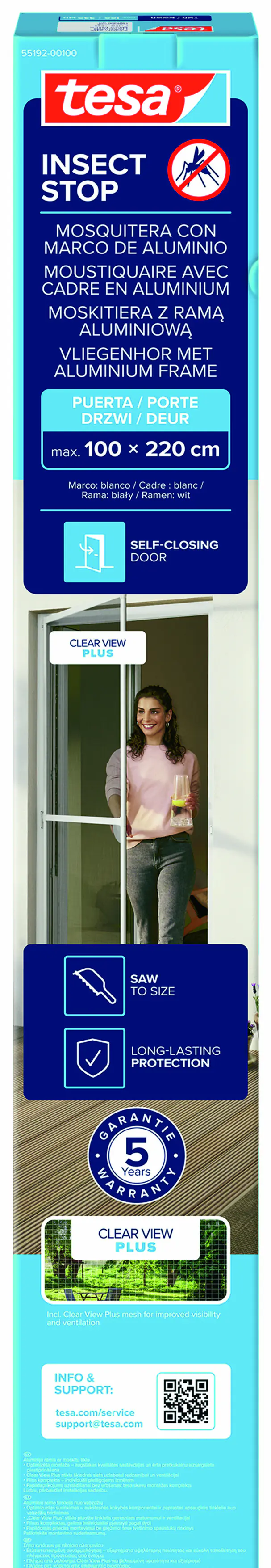 tesa Fliegengitter-Tür Comfort Alurahmen 100 x 220 cm weiß