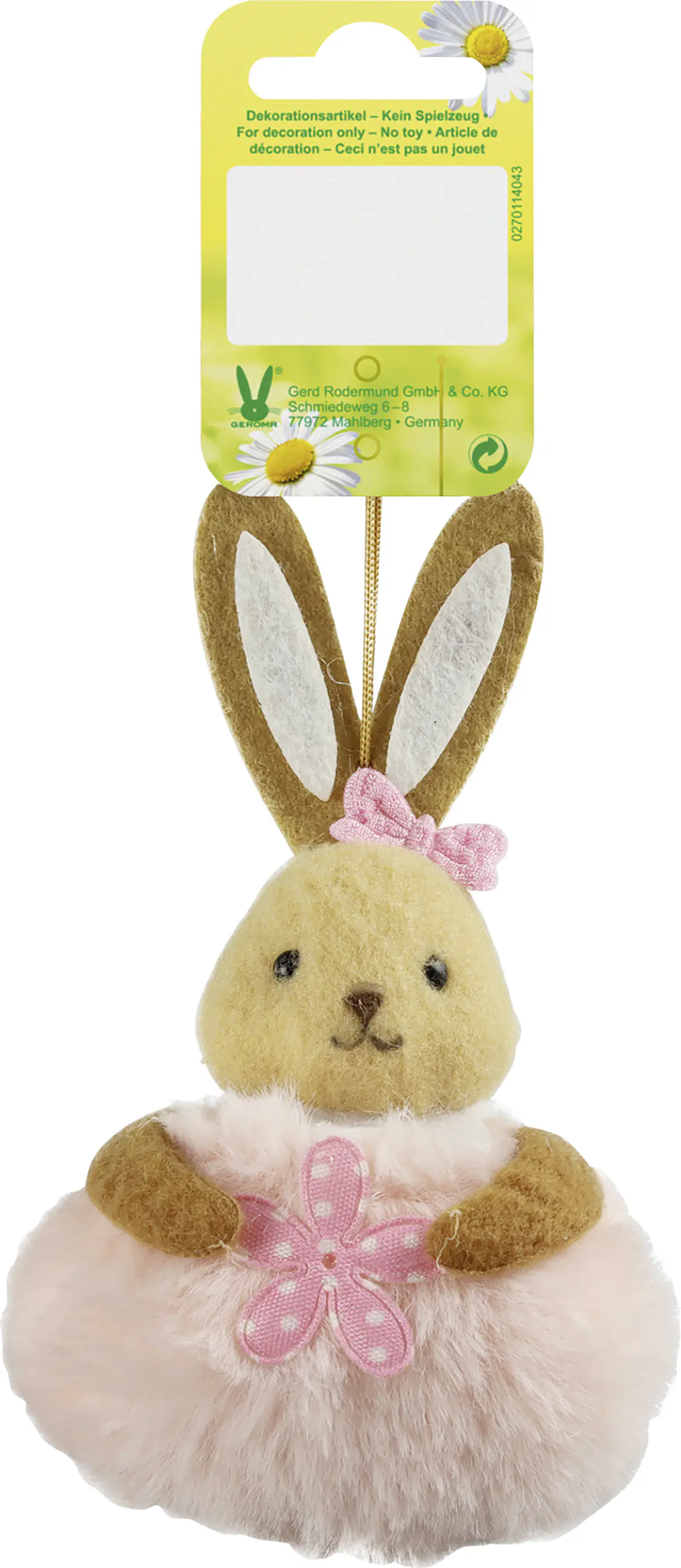 Dekohänger Plüsch Hase 12 x 6 cm rosa