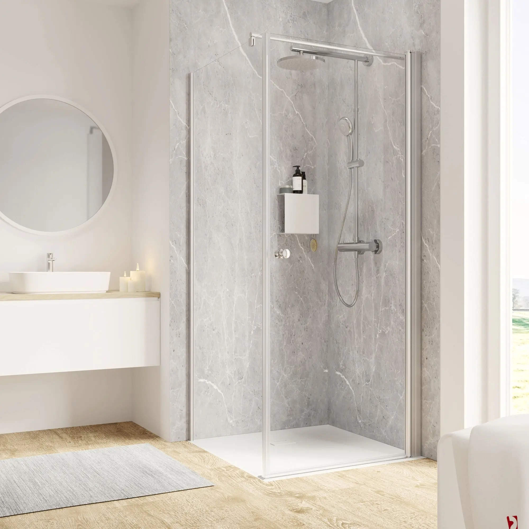 Schulte Eckdusche Garant 2.0 90 x 90 x 200 cm Alu-Natur klar hell