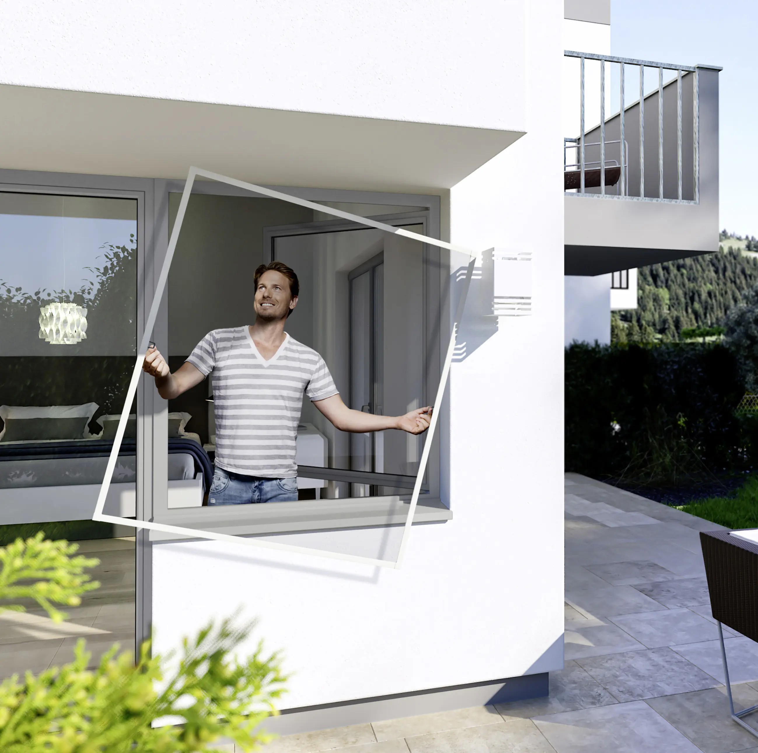Windhager IS Fliegenschutz-Fenster Plus 140 x 150 cm schwarz/weiß