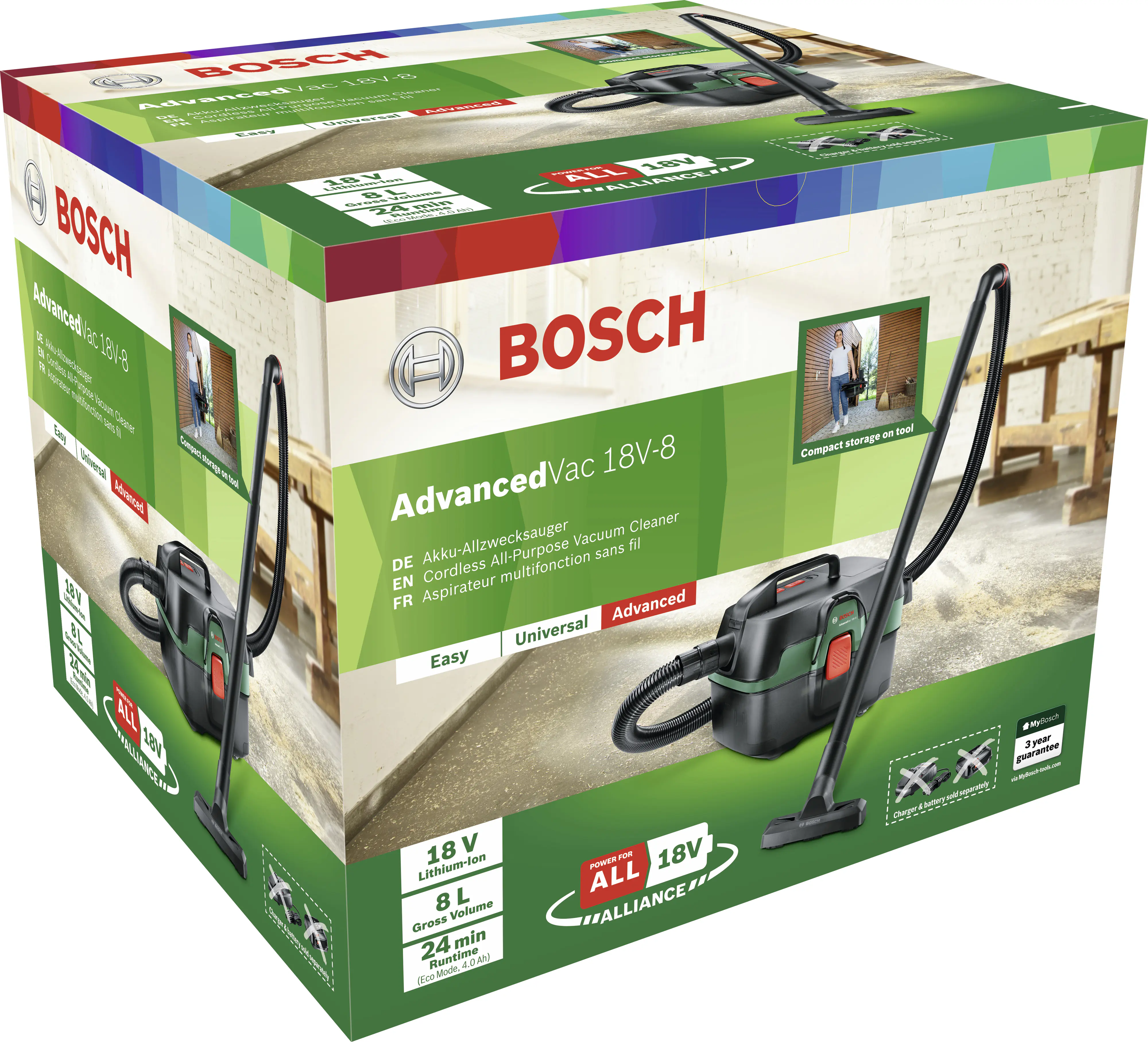 Bosch Nass- & Trockensauger AdvancedVac 18V-8 18V 4,0 Ah Solo