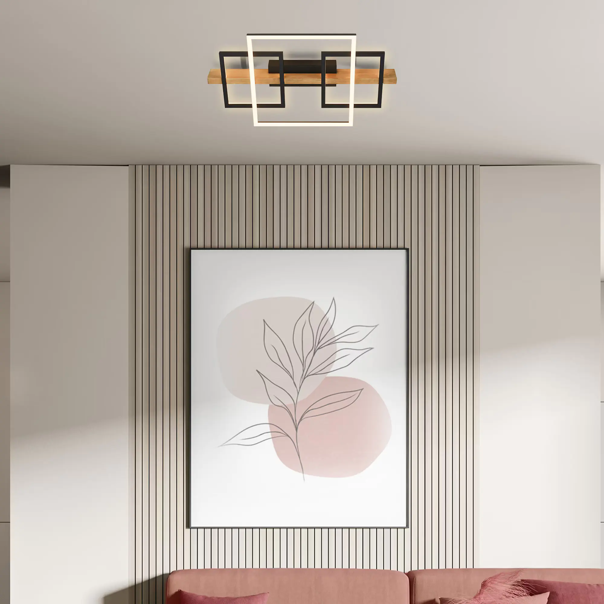 Briloner LED Deckenleuchte CADRE  schwarz Holz 32W