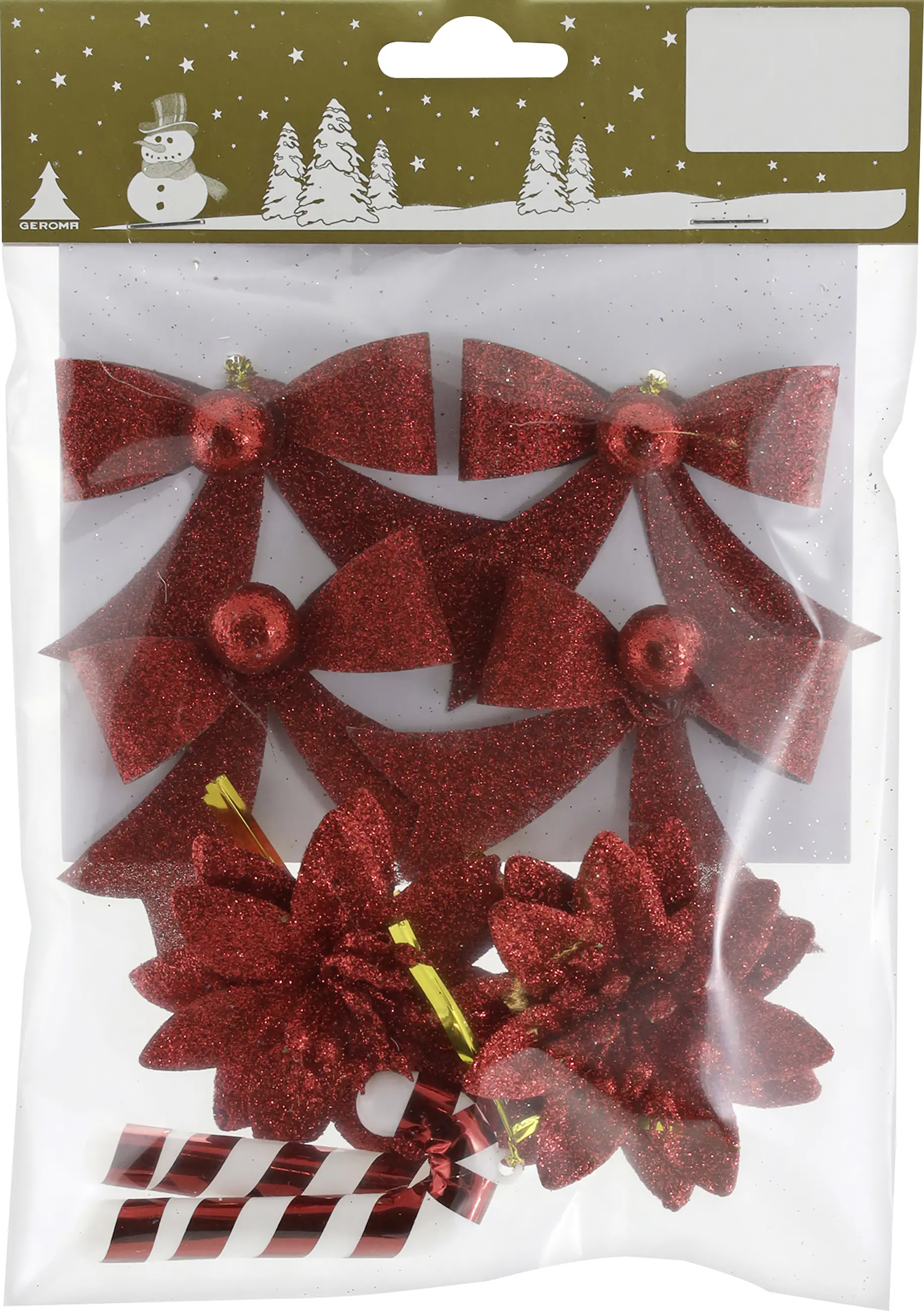Weihnachtsdeko Baumschmuck Kunststoff rot glitzer