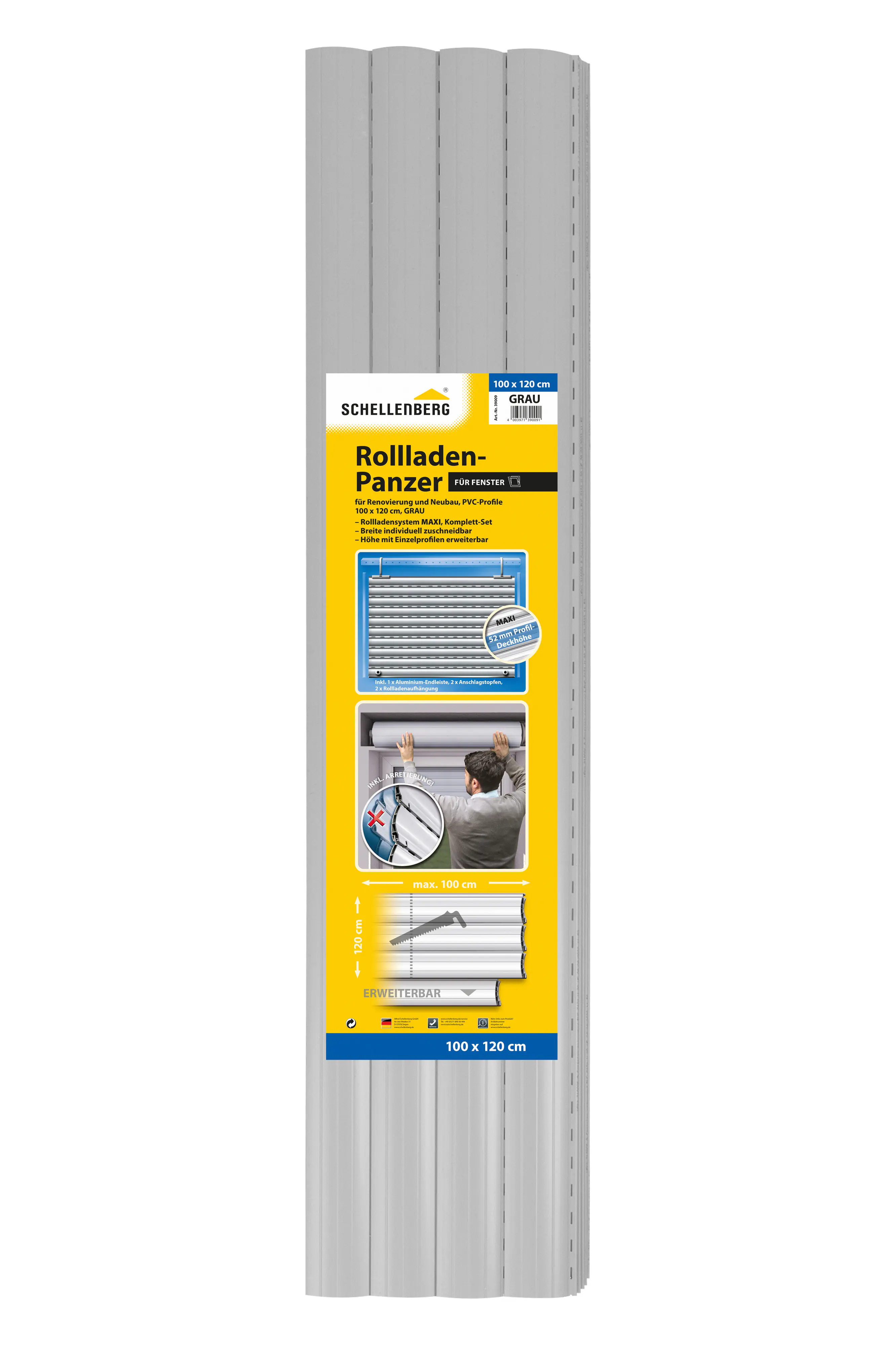Schellenberg Rollladenpanzer komplett Set Maxi, 100 x 120 cm grau Schellenberg Rollladenpanzer komplett Set Maxi, 100 x 120 cm grau
