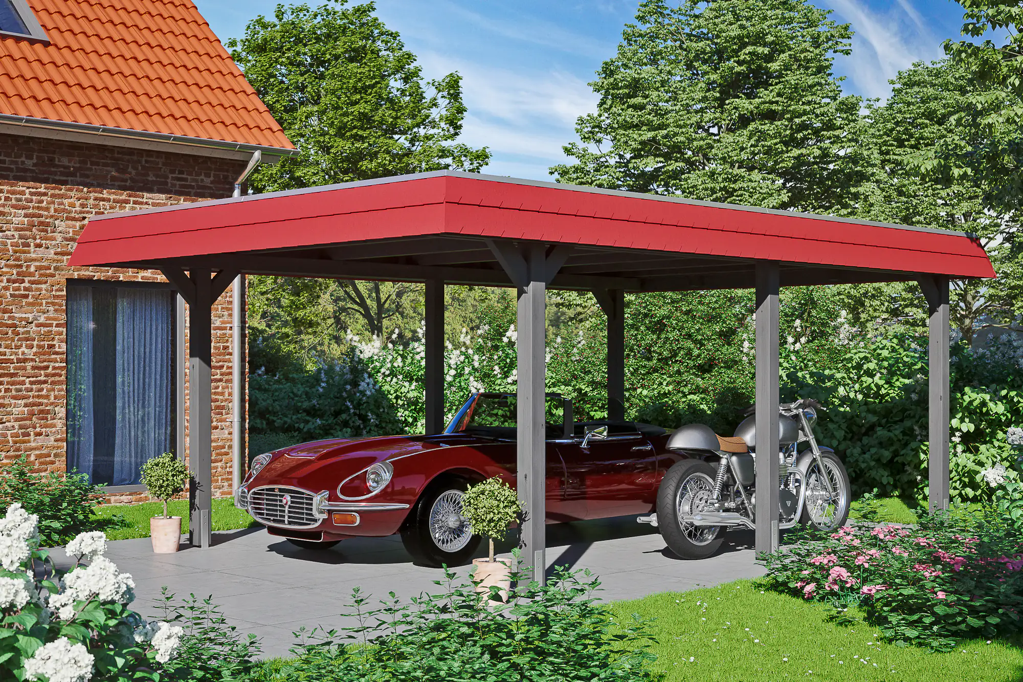 SKAN HOLZ Carport Wendland 409 x 628 cm mit Aluminiumdach