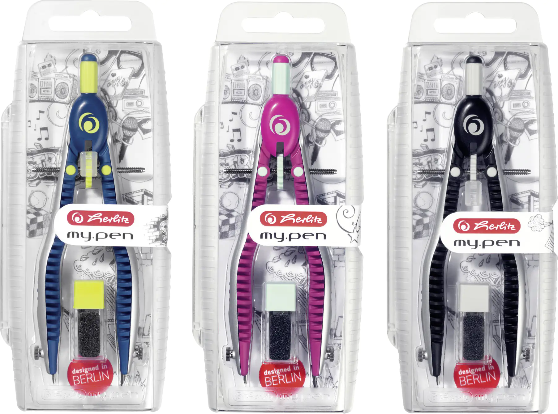 herlitz Schnellverstellzirkel my.pen farblich sortiert