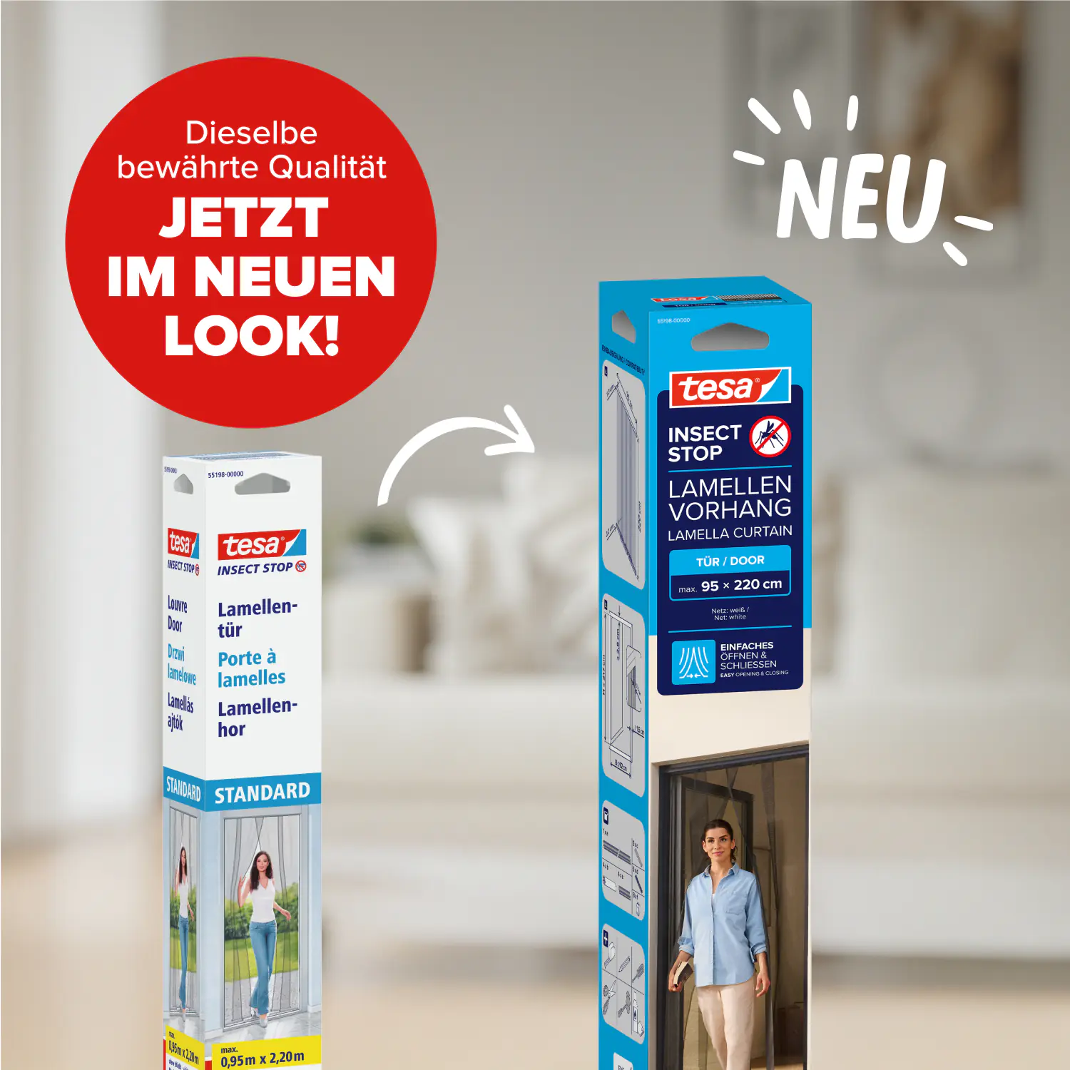 tesa Insektenschutz-Lamellenvorhang STANDARD weiß 0,95 m x 2,20 m weiß