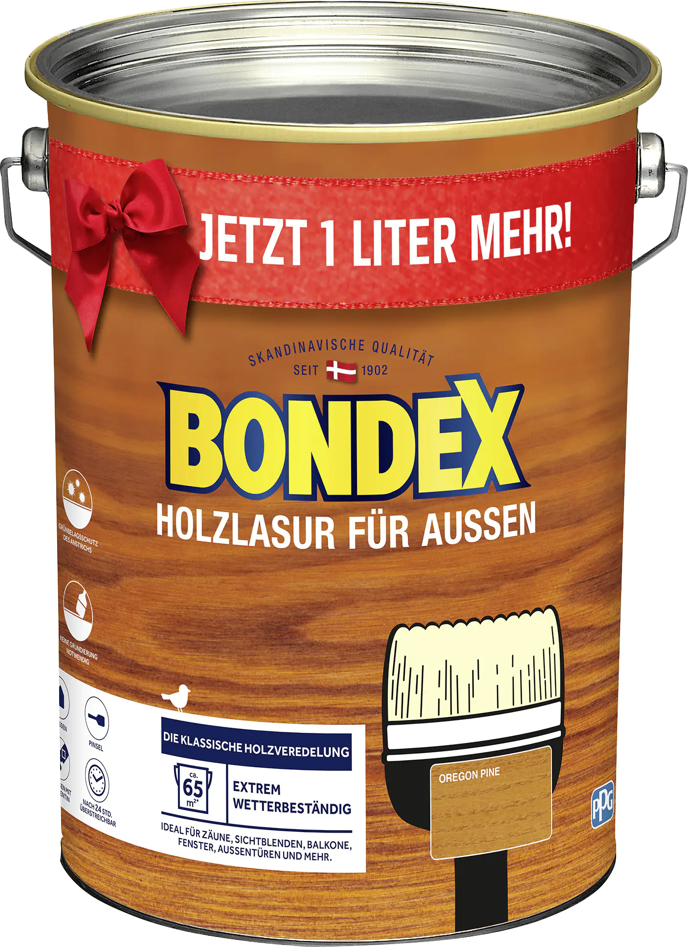 Bondex Holzlasur für Aussen 4+1 l oregon pine/honig Jetzt 1 L mehr !