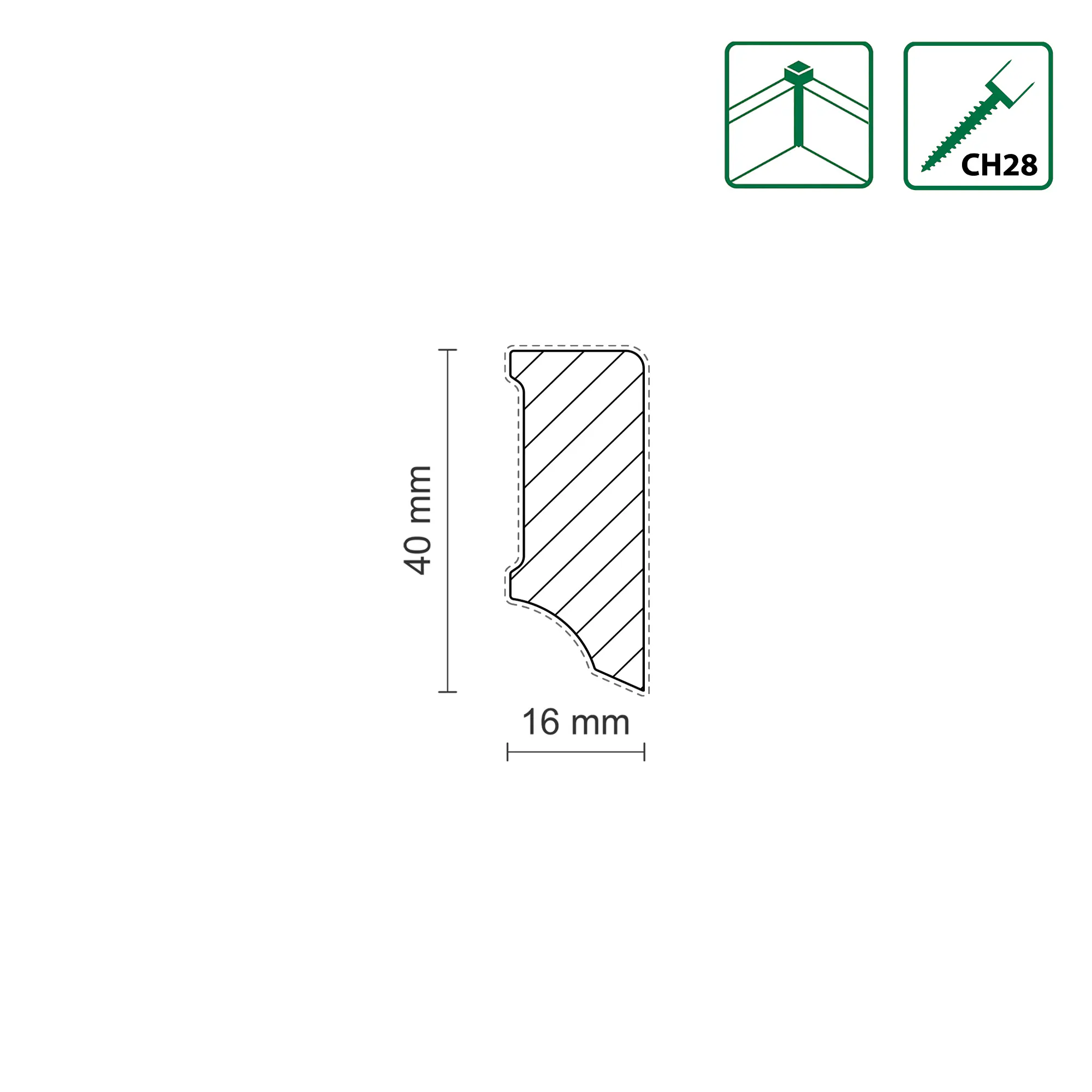 Neuhofer Fußleiste 240 cm x 40 x 16 mm weiß
