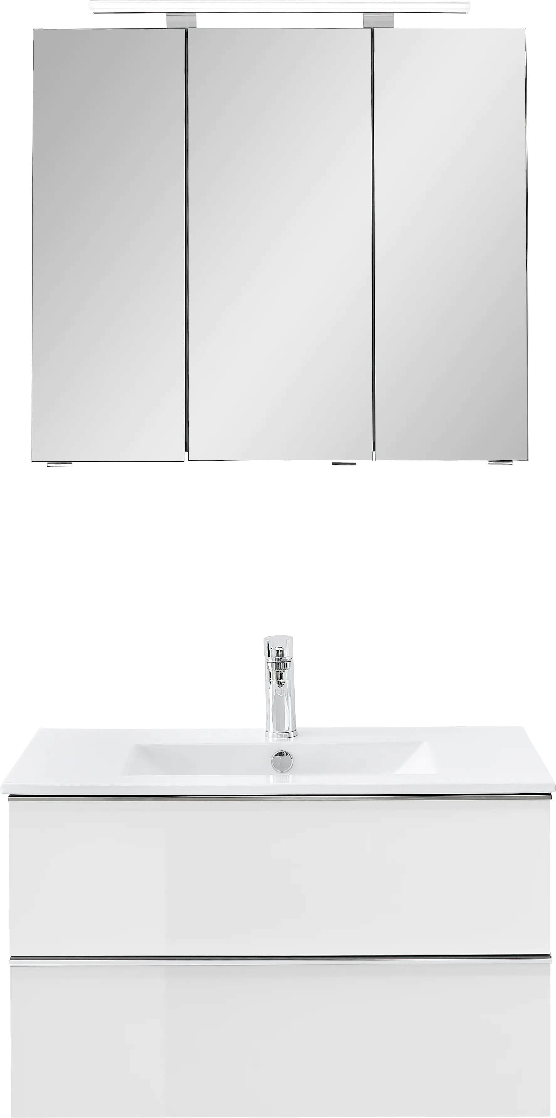 Primaster Bad-Set Düsseldorf weiß 81 cm LED-Leuchten, Keramikwaschtisch Primaster Bad-Set Düsseldorf weiß 81 cm LED-Leuchten, Keramikwaschtisch