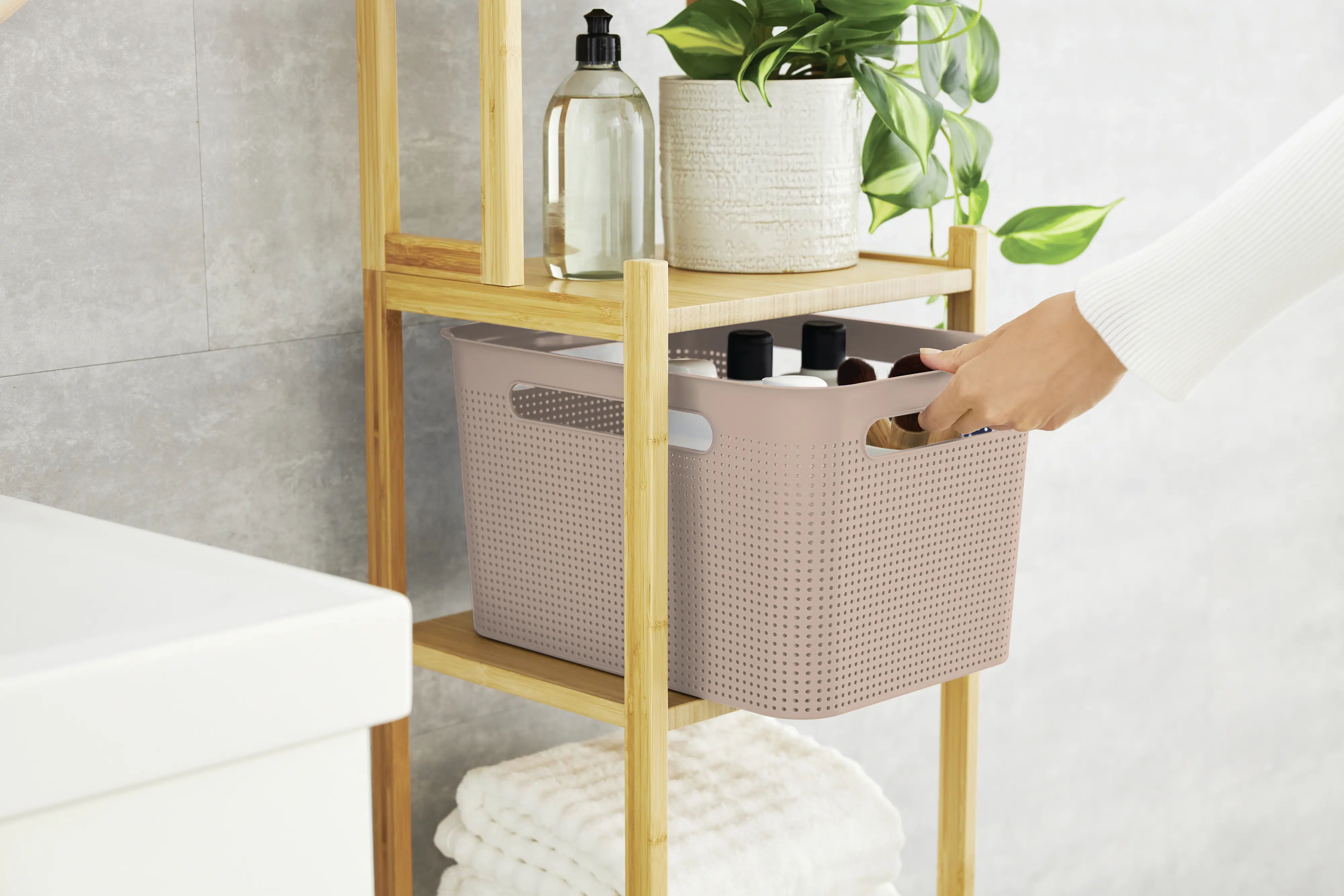 Rotho Wäschebox Brisen, 16 l meadow rose